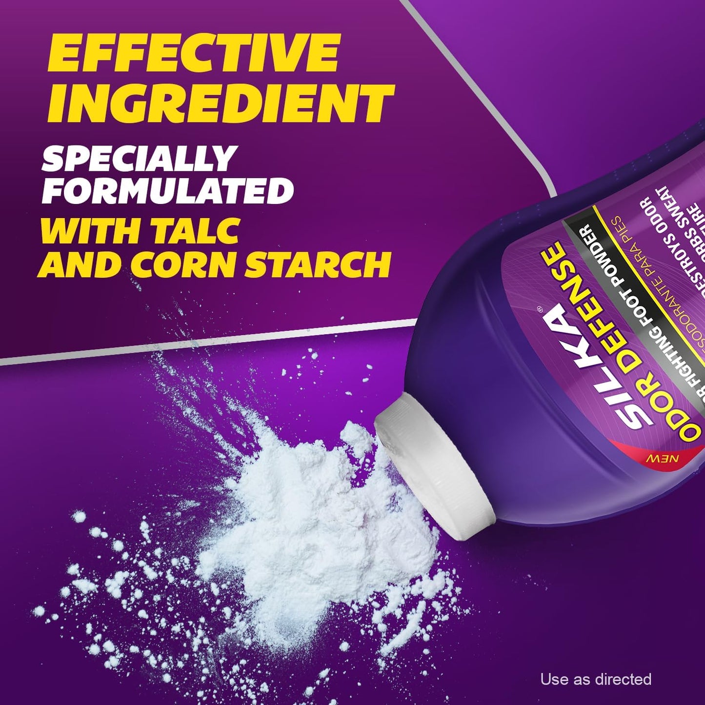 SILKA Odor Fighting Foot Powder & Shoe Deodorizer with Corn Starch Powder, Talc & Cooling Beads for Lasting Freshness, Absorbs Sweat & Excess Moisture, 6 Oz