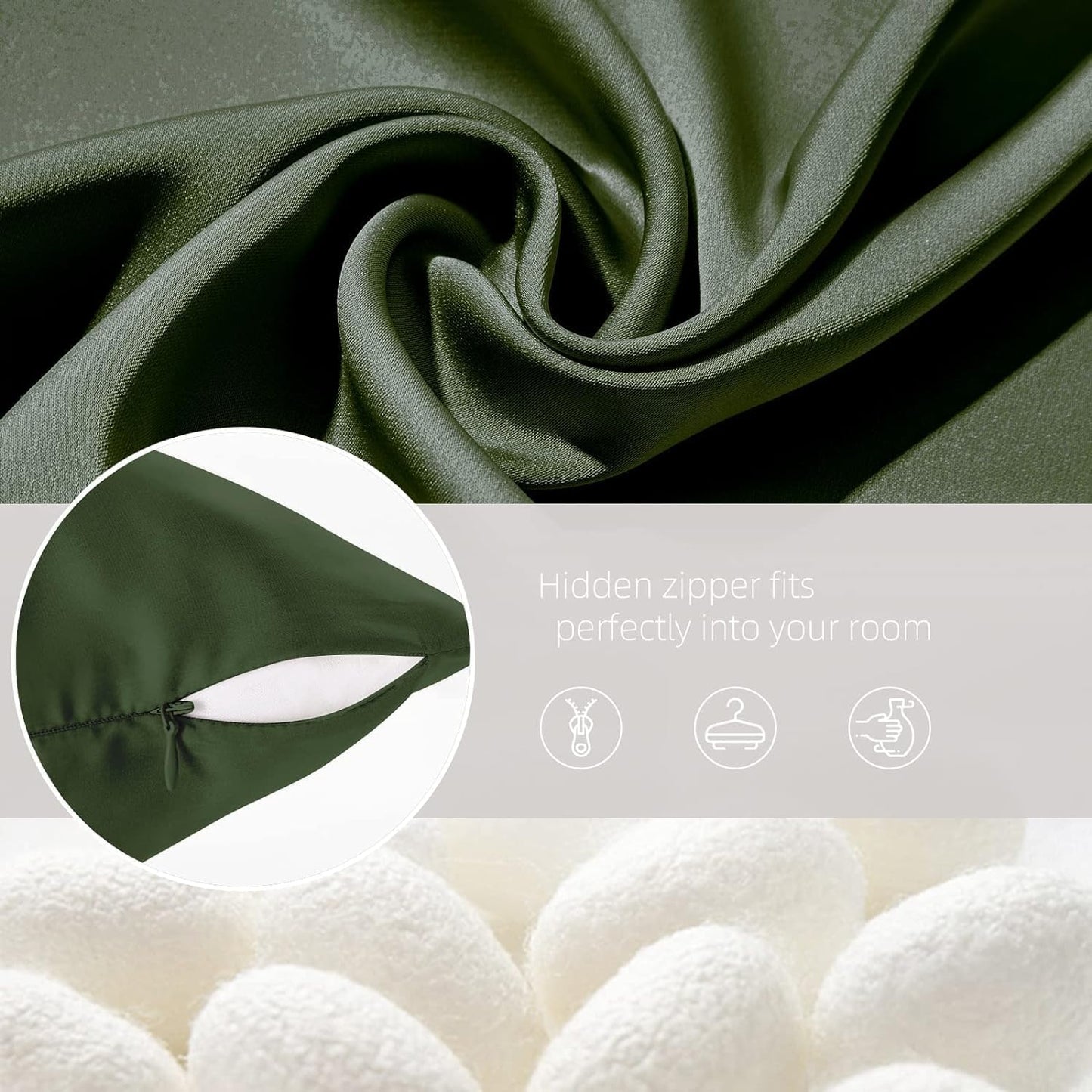 Silk Pillow Cases 2 Pack Mulberry Silk Pillow Cases Soft Breathable Both Sided Natural Silk Pillowcase with Zipper Beauty Sleep Silk Pillow Cases for Gift(Queen,Green)