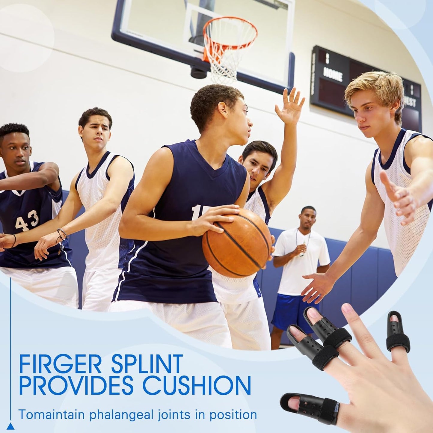 BBTO 10 Pcs Mallet Finger Splint, 5 Sizes Finger Support Brace Stabilizer Straightener Plastic Fingertip Protectors Arthritis Knuckle Immobilization for Thumb Pinky Middle Index Ring(Black)