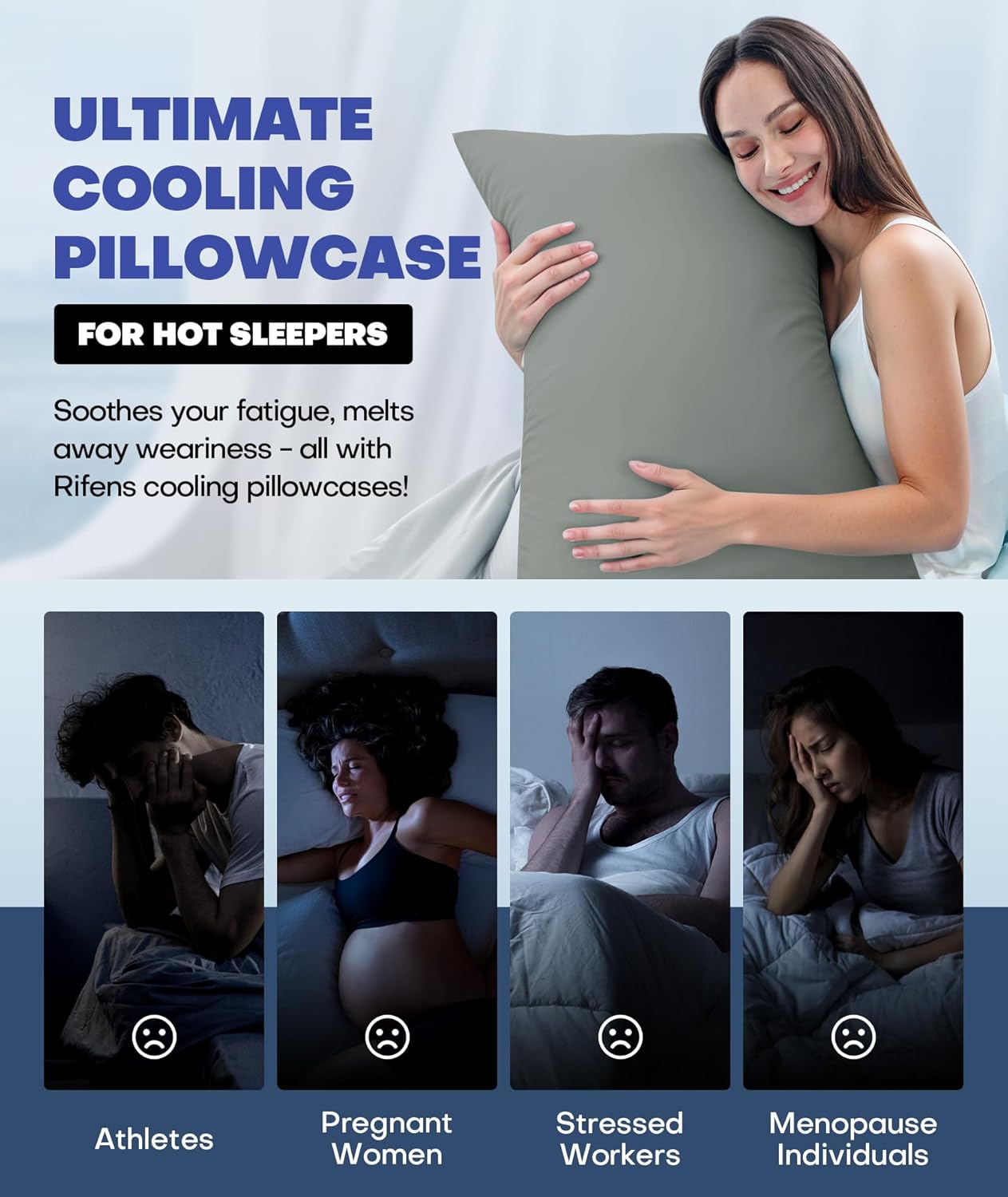 Ice Cooling Pillowcase for Hot Sleepers, Instantly Cool, Stays Cold All Night, Softer Than Silk Pillow Cases, Pillow Covers with Invisible Zipper, Gift for Men & Women - King Size, Dark Gray (1 Pack)