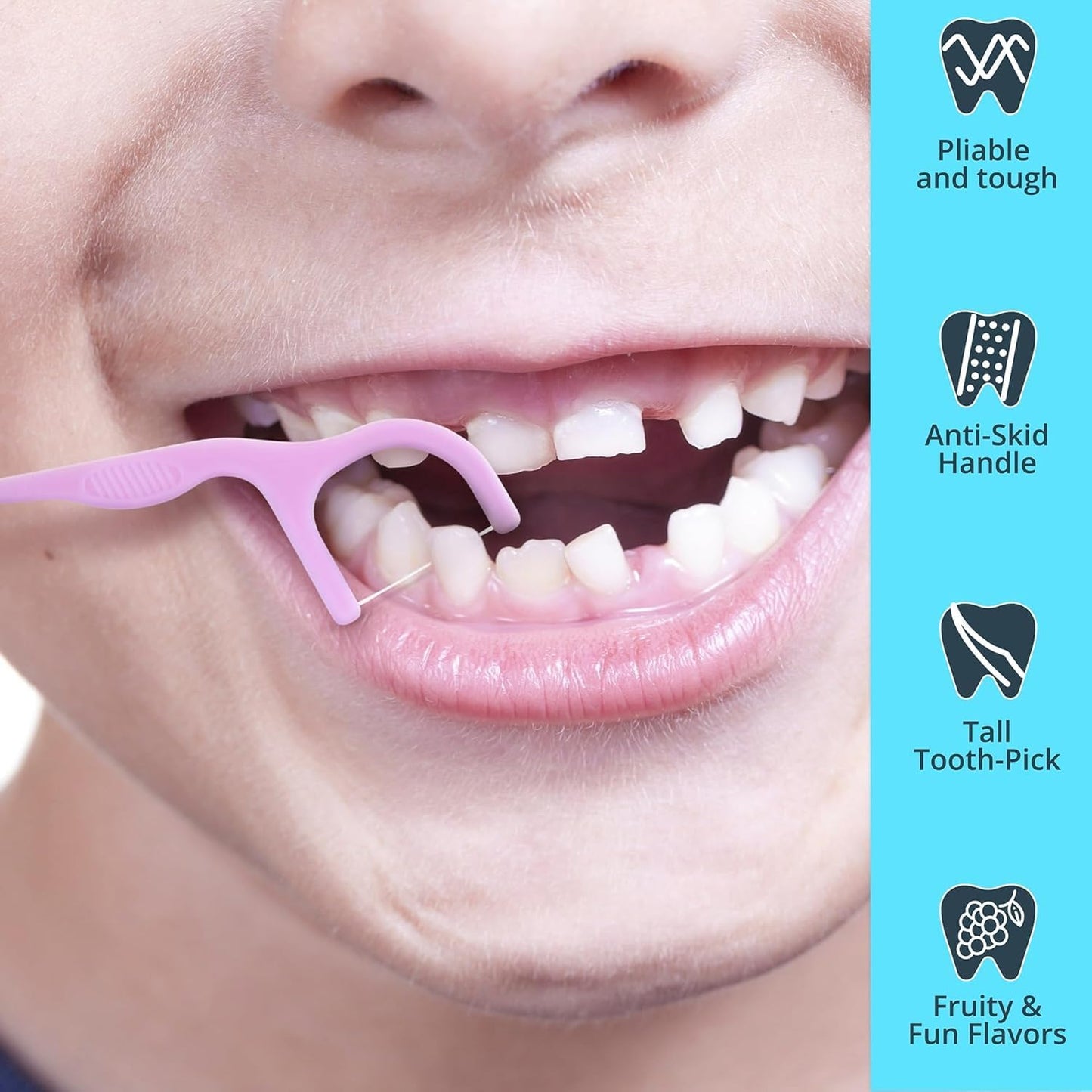 Flavored Floss Picks, 300 Count, Dental Floss Picks for Teeth with Fun Fruit Flavors, Flosser Picks for Adults and Children, | Strawberry, Cherry & Grape Flavor
