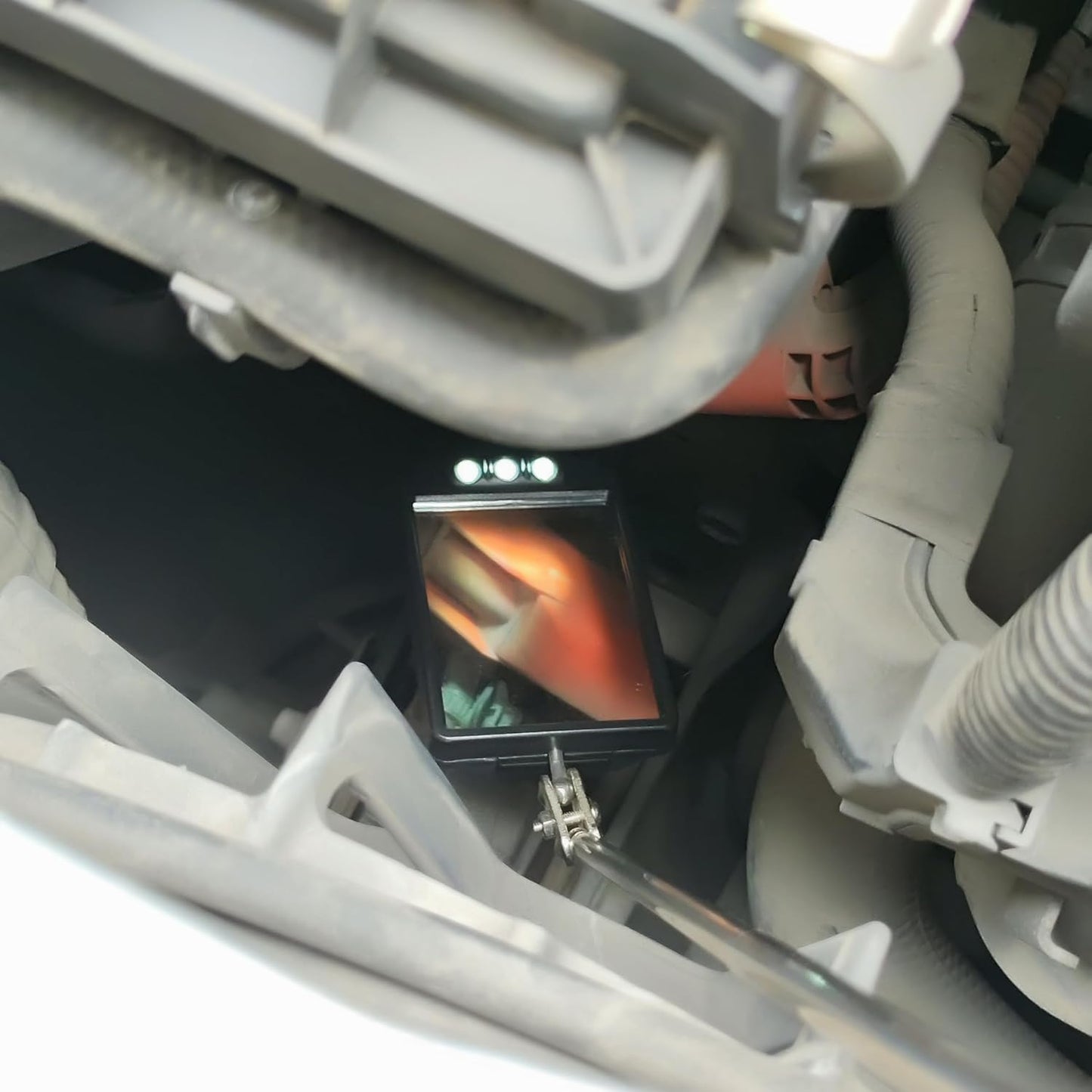 Telescopic Inspection Mirror with LED, Machine Inspection Mirror 360° Rotation, Convenient for car maintenancetmachine Inspection Flexible Diabetic Mirror for feet