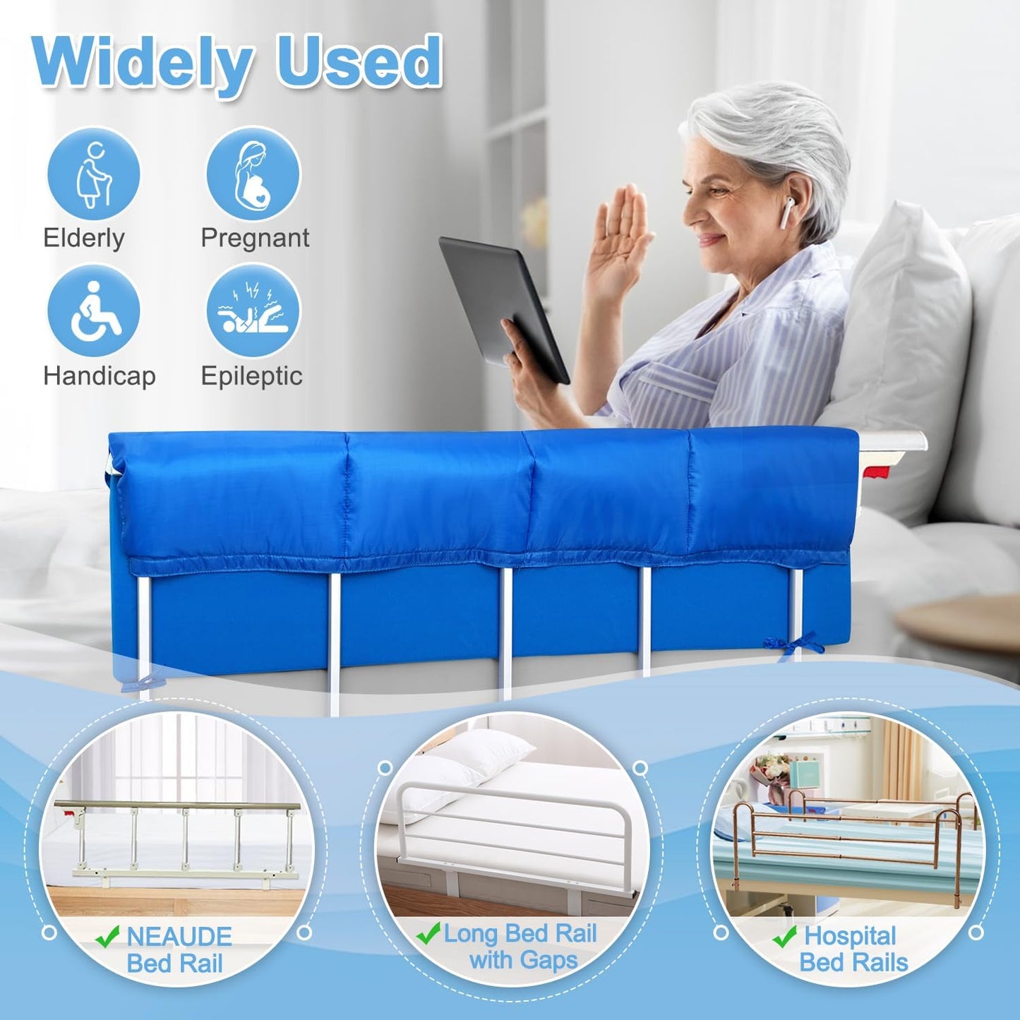 Bed Rail Pads, Hospital Bed Rail Covers, Bed Bumpers Adults Padding, Bed Side Rails Padded, Bed Railing Foam Pads, Bed Rail Cover for Elderly Safety