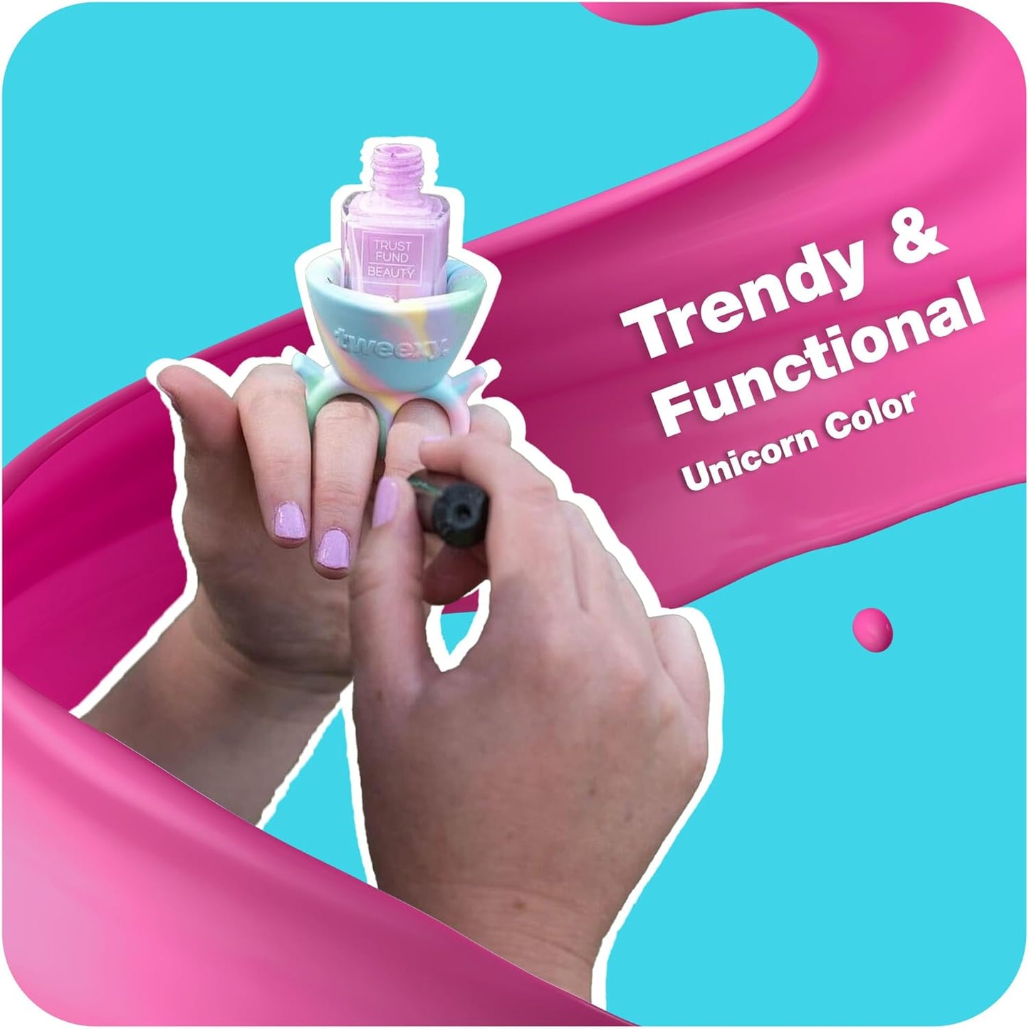 tweexy Wearable Nail Polish Holder Ring, Fingernail Polishing Tool, Manicure and Pedicure Accessories (Unicorn)