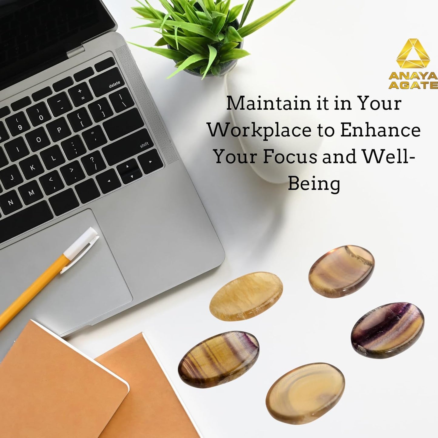 Yellow Fluorite Worry Stones – Crystal Thumb Worry Stone for Anxiety, Stress – Relaxing and Soothing Balance Stones for Meditation, Stress Relief – Healing Stones and Crystals for Men, Women