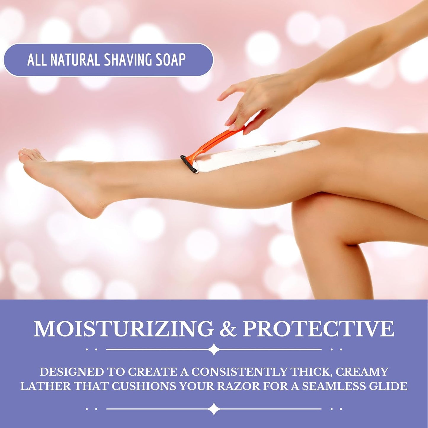 Orchid Scented Shaving Soap for Women – Shea Butter Enriched Moisturizing Bar for Sensitive Skin – Long-Lasting, Smooth Shave for Legs, Underarms & Bikini Area