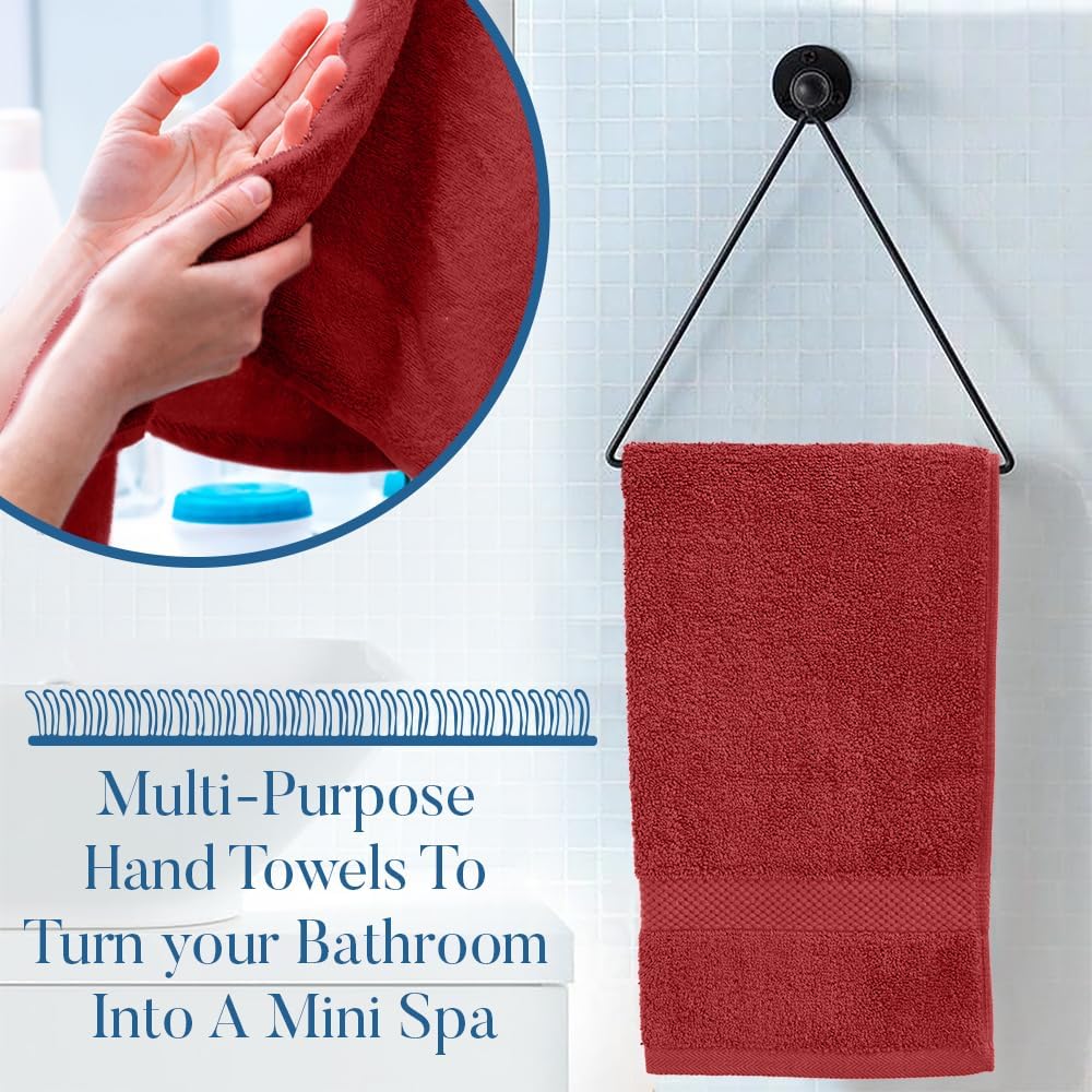 DAN RIVER 6-Pack Premium Christmas Hand Towels (16x28 Inches) - 100% Cotton, Ultra Soft, Lightweight, Highly Absorbent Towels for Bathroom, Gym, Salon, Hotel, and Travel - 550 GSM - Red & Green Combo