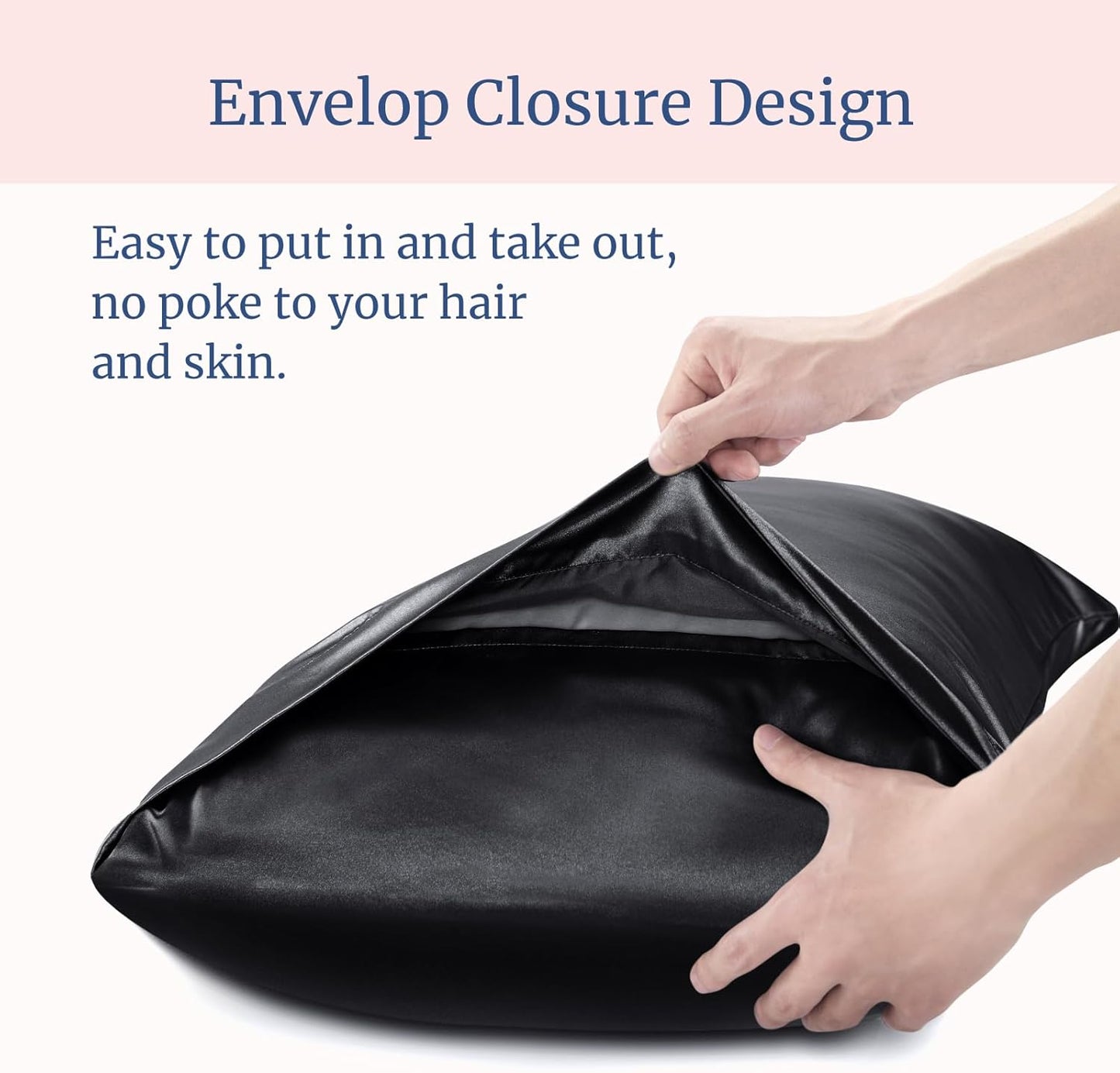 BEDELITE Satin Pillowcase for Hair and Skin, Super Soft Similar to Silk Pillow Cases 4 Pack with Envelope Closure, Cooling Pillowcases for Women Men (20"x30" Queen Size, Black)