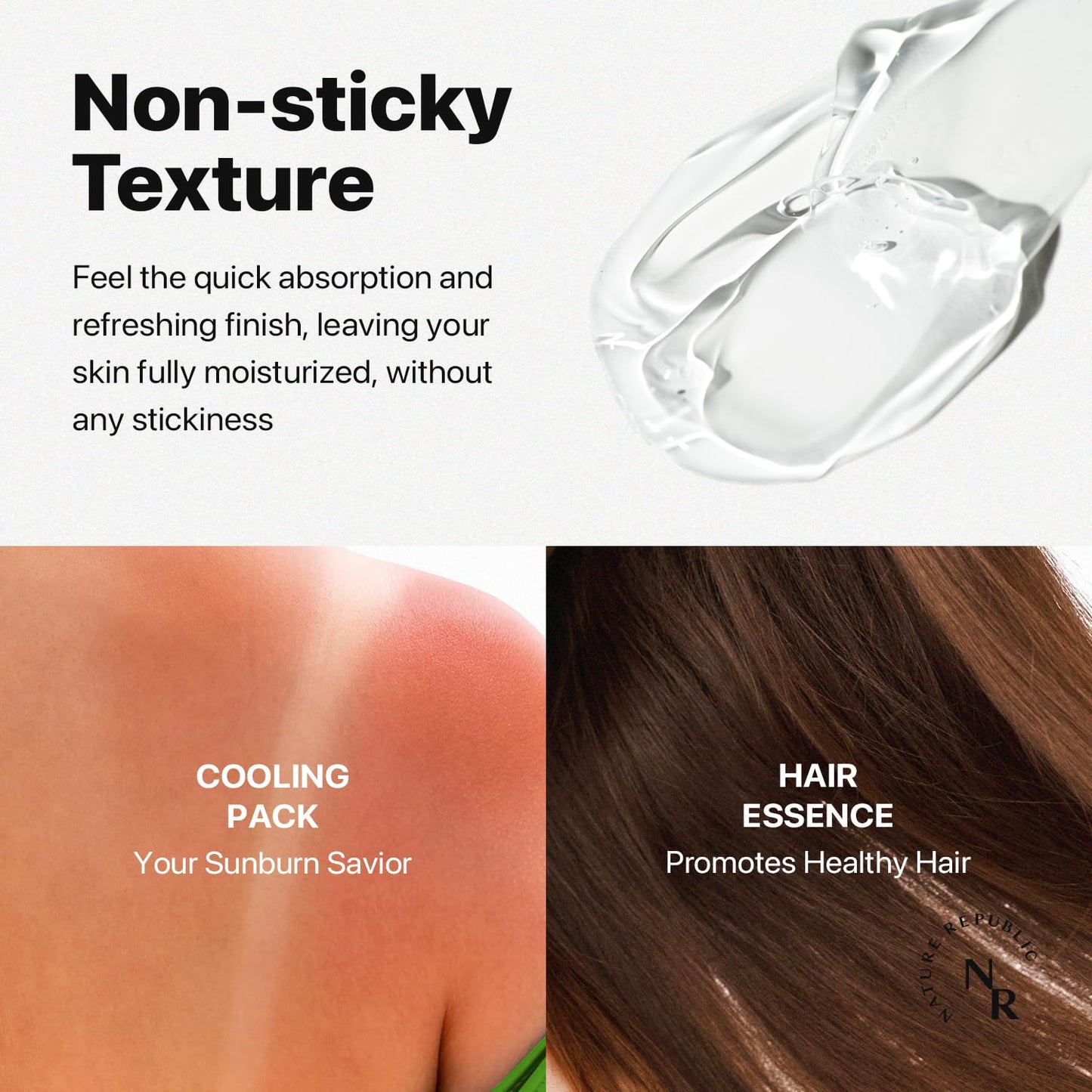 Nature Republic MILD & MOISTURE ALOE VERA WATERY GEL (1 PCS) Quick Hydration & Moisturizing,fast absorbing non-sticky texture,korean skin care for Face,Hair,Sunburn relief, aftershave, all Skin Types