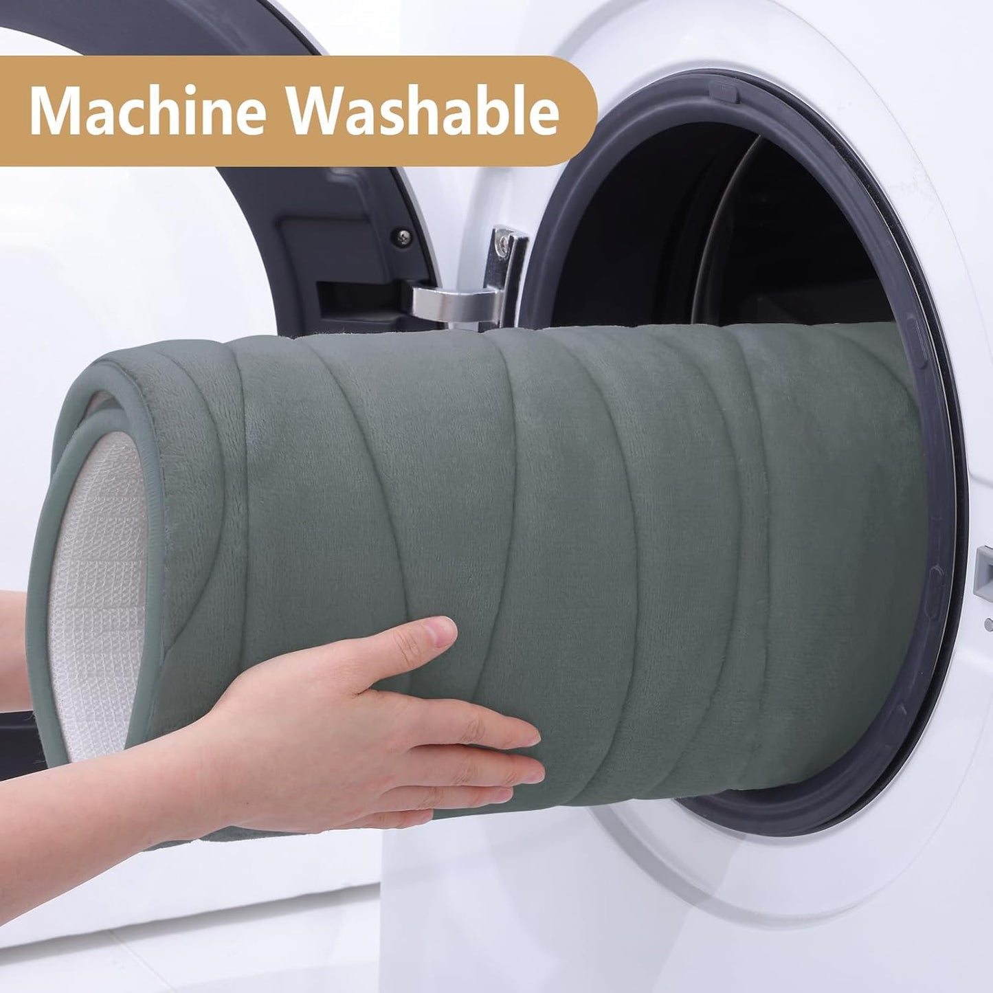 Buganda Memory Foam Toilet Rugs U-Shaped 24x20, Ultra Soft and Absorbent Bathroom Rugs, Non-Slip Toilet Bath Mat, Machine Wash Dry, Contour Bath Rugs for Toilet Base, Grey