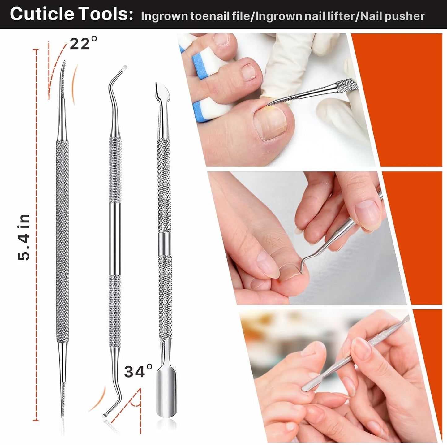 Toenail Clippers for Seniors Thick Toenails, Toe Nail Clippers Adult Thick Nails Long Handle, Professional Heavy Duty Nail Clippers 6Pcs Black