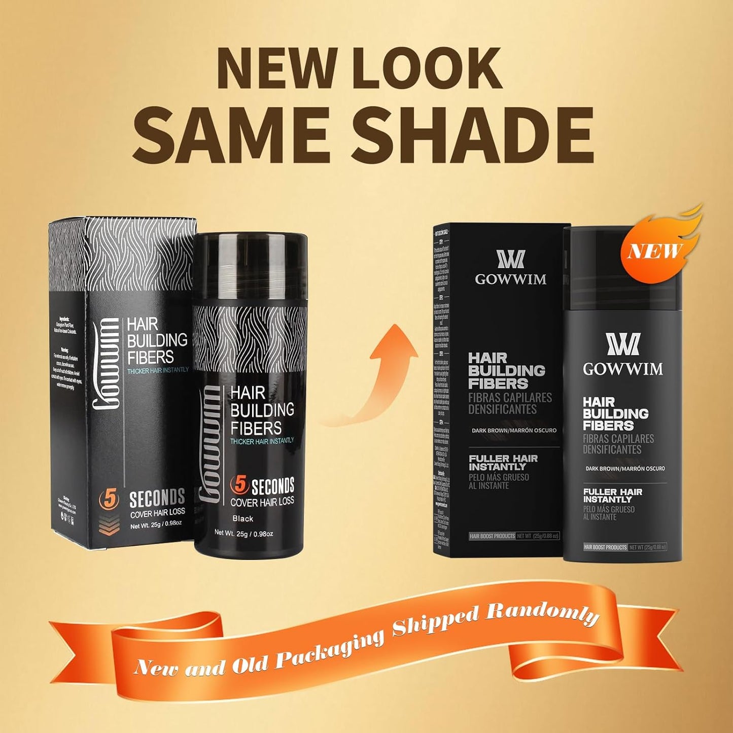 gowwim Hair Fibers for Thinning Hair 25g Hair Building Fibers 100% Undetectable,Instantly Cover Sparse Hair Areas-Bald Spots Cover Up. (Dark Brown)