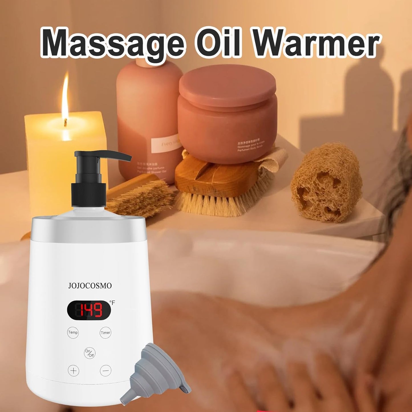 Massage Oil Warmer Professional Lotion Warmers for SPA, Automatic Oil Lotion Cream Warmer for Salon, Home, with Two Oil Bottle Dispenser (White)