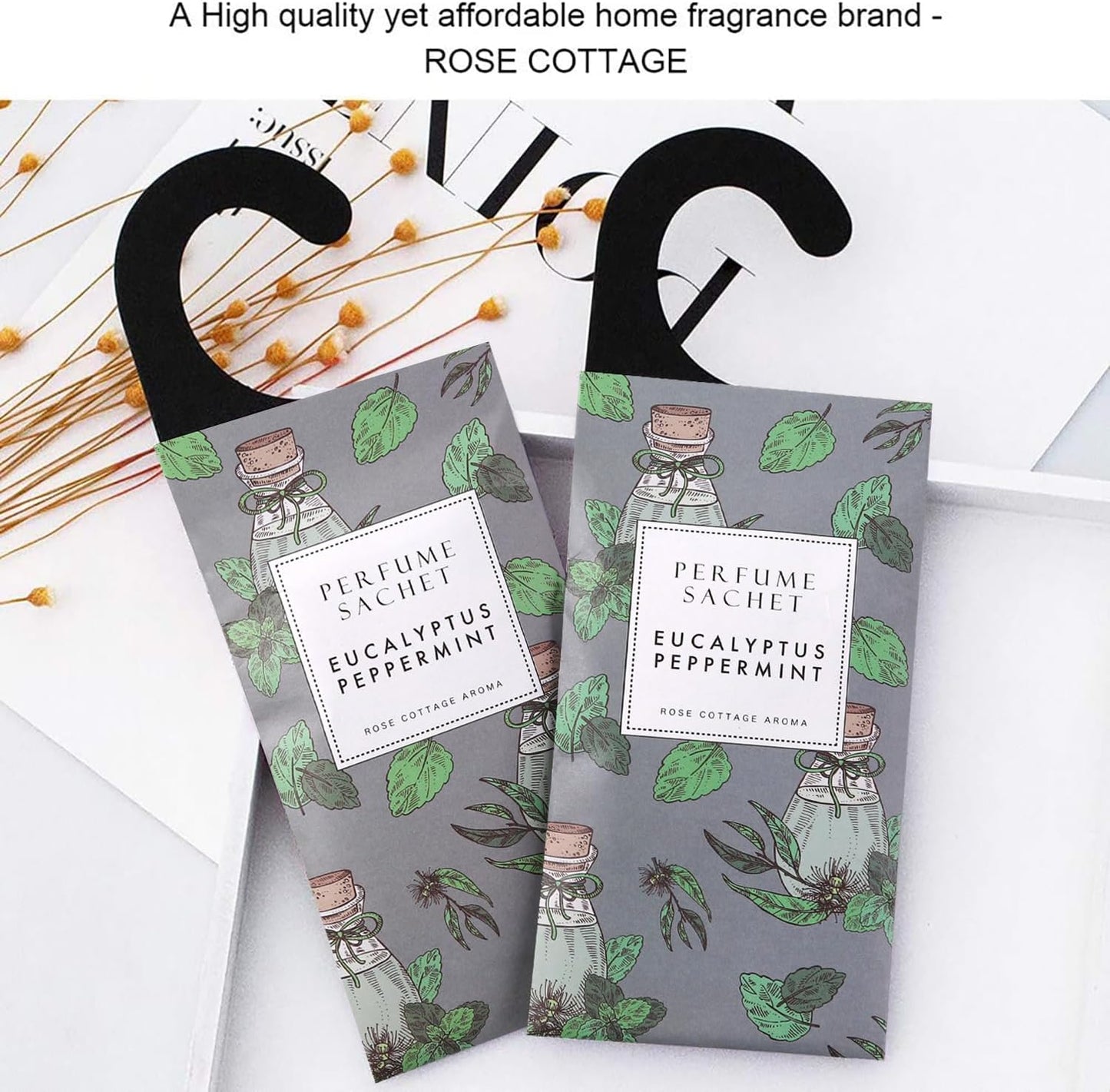 Large 12 Packs Eucalyptus Peppermint Hanging Closet Air Freshener Scented Sachets Long Lasting Smell Goods