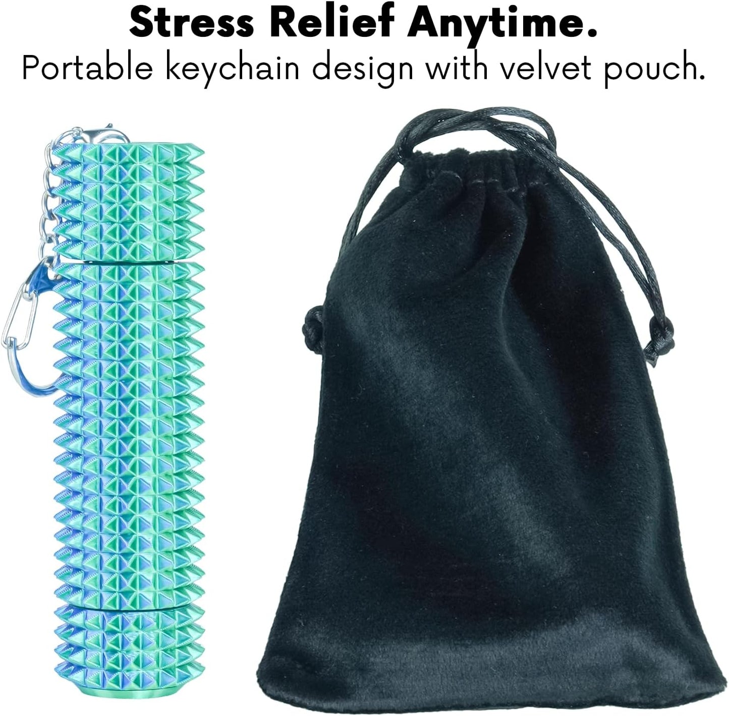 Fidget Roller Adults Teens Sensory Little Stim Gadget for Anxiety Relief Mild Ouchie,Desk Focus Tool Portable Hand Spinner Gifts Idea White Elephant Stocking Christmas(Blue Green,Full Grip)