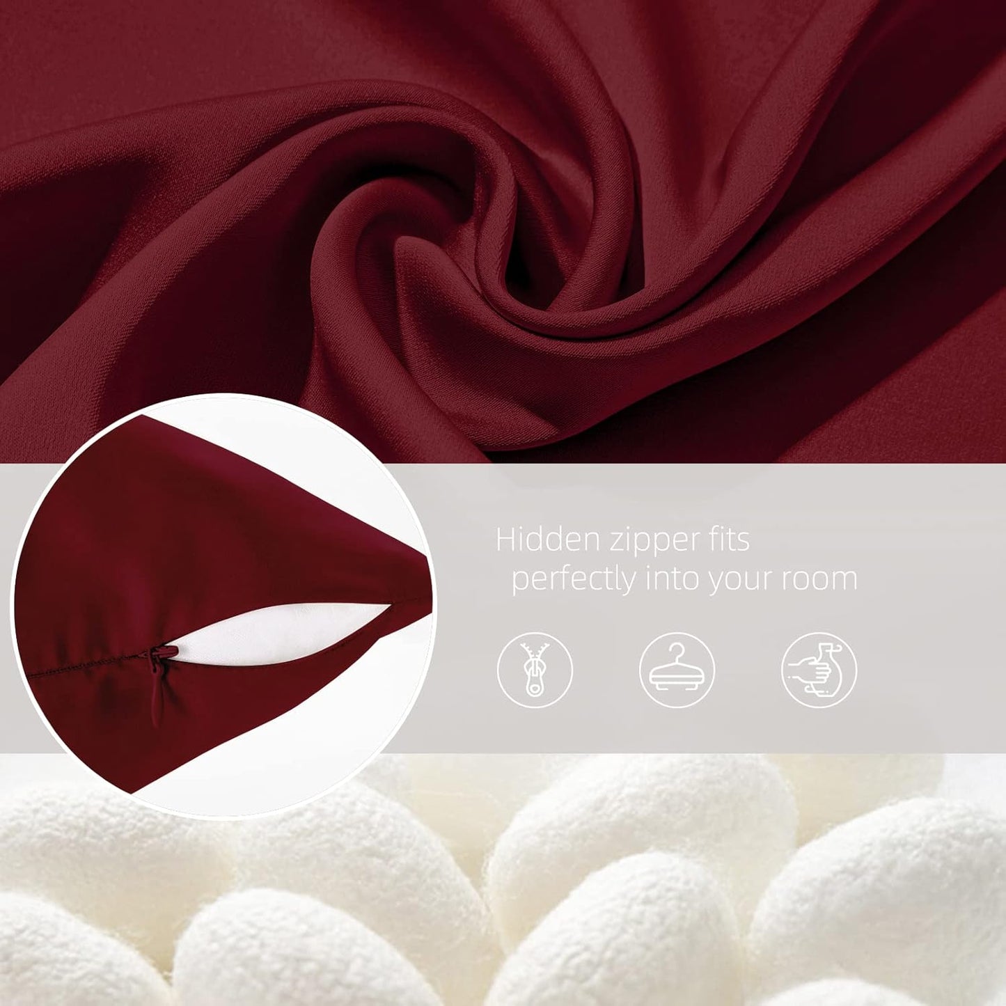 Silk Pillowcase for Hair and Skin Mulberry Silk Pillowcase Soft Breathable Smooth Both Sided Natural Silk Pillowcase with Zipper Beauty Sleep Silk Pillow Case 1 Pack for Gift(Queen,Red)