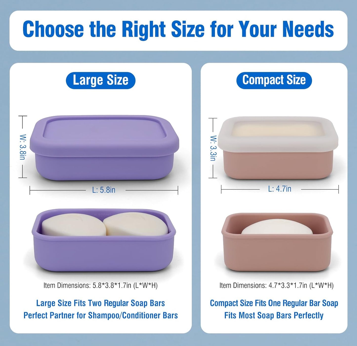 Enhanced Leak Proof Travel Soap Case, AIMAIAIMAI Silicone Soap Container with Draining Layer, Portable Bar Soap Holder for Bathroom, Camping, Gym, Easy to Clean (Light Purple)