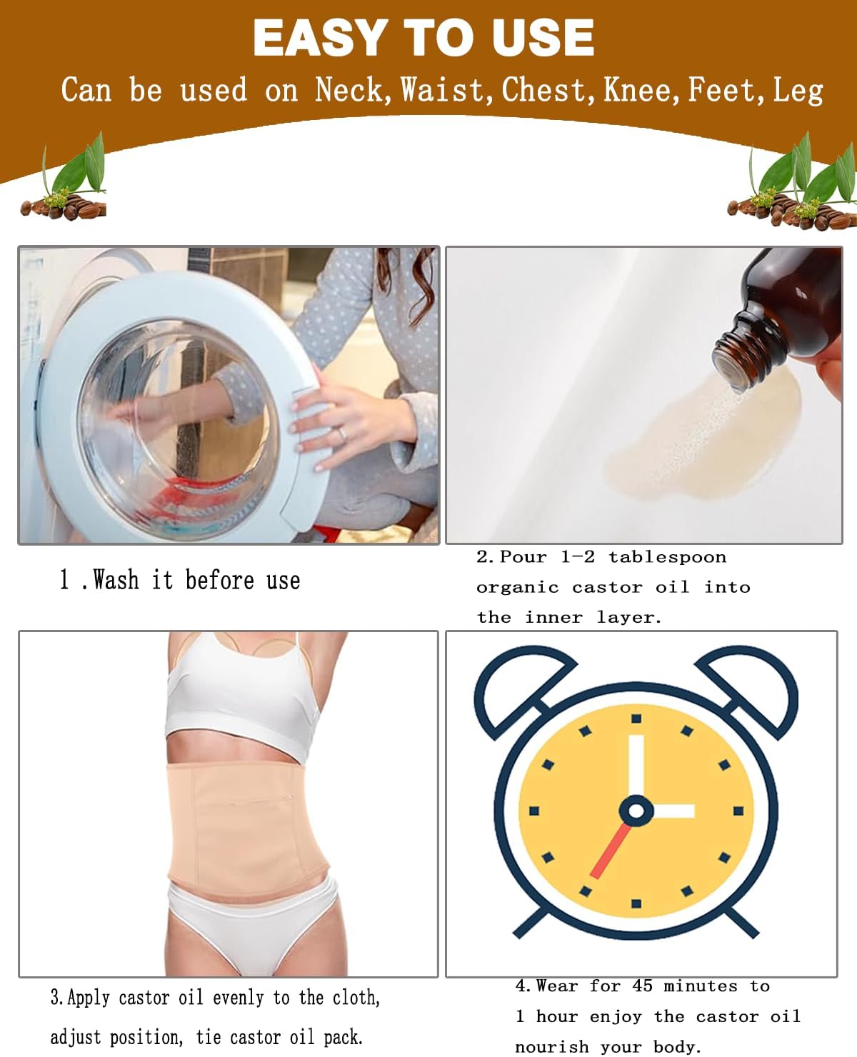 9-Piece Organic Cotton Body Wrap Kit - Multi-Size Thermal Packs for Neck, Back, Knees & Feet (Castor Oil Compatible) - Reusable Soothing Relief Set 2025