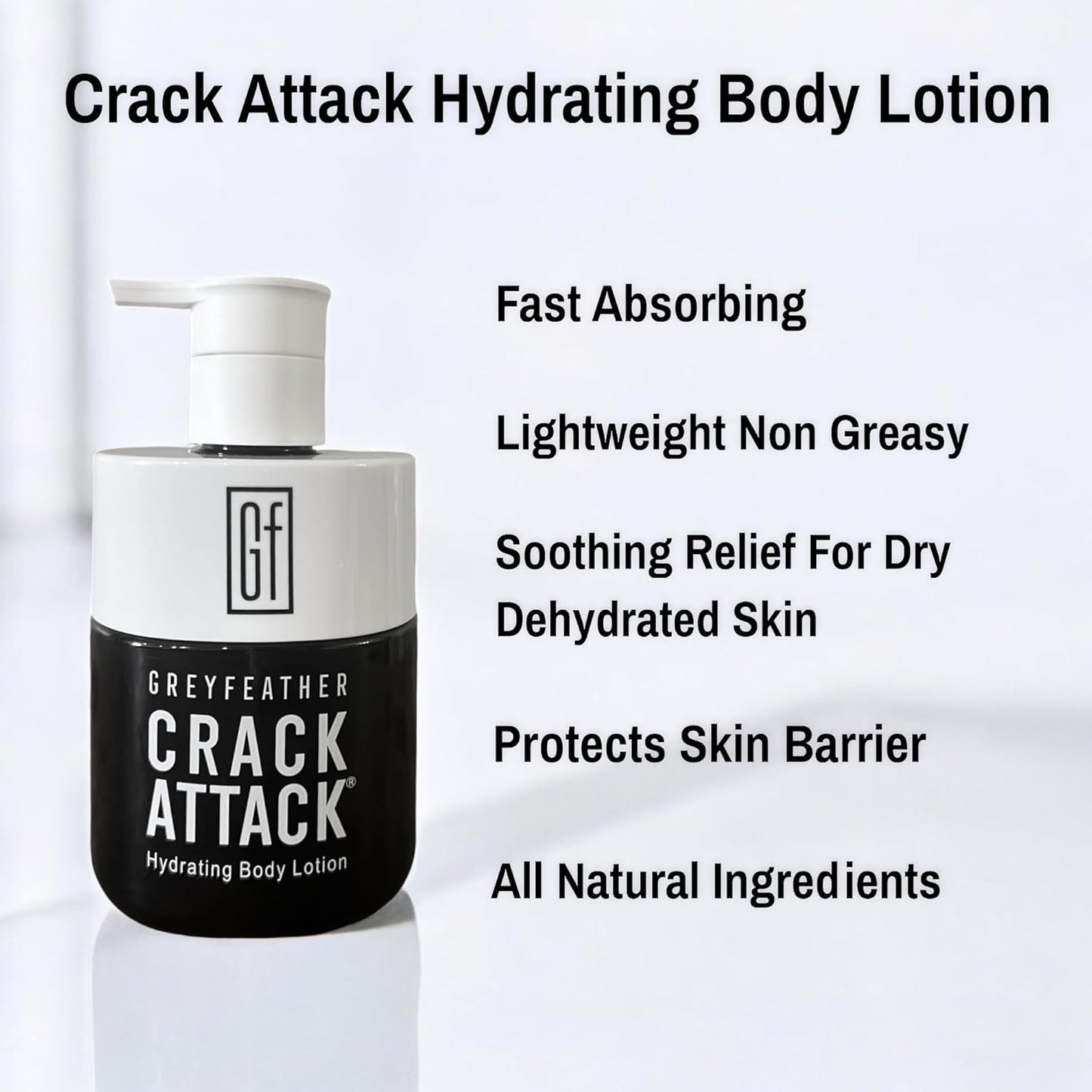 Crack Attack Hydrating Body Lotion for Dry Cracked Skin – Fast Absorbing, Mint Scented, Non-Greasy Moisturizer with Aloe, Shea Butter, Emu Oil, Tamanu – Heals Hands, Feet, Elbows, Full Body Repair