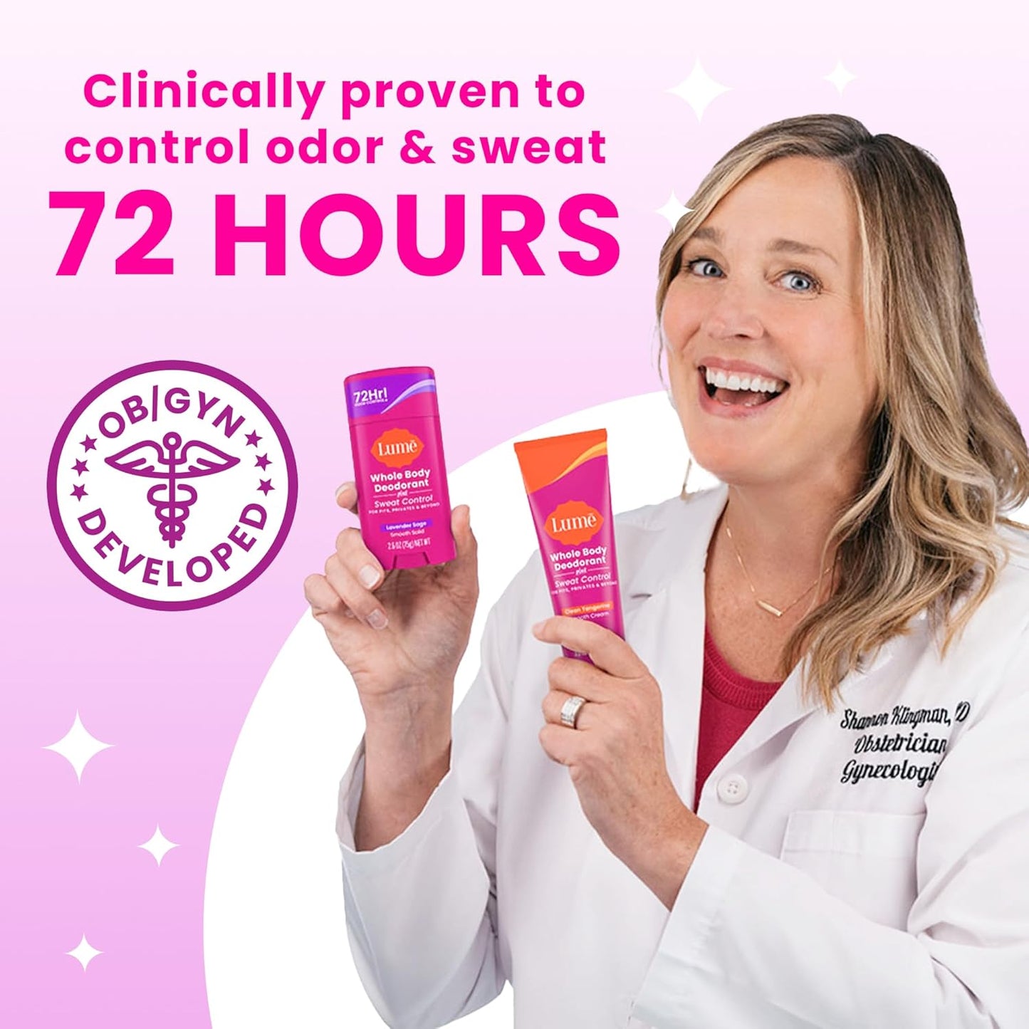 Lume Whole Body Deodorant Plus Sweat Control - Smooth Cream Tube - 72 Hour Odor And Sweat Control - Baking Soda Free, Skin Loving - 3.0 ounce (Pack of 2) (Lavender Sage)