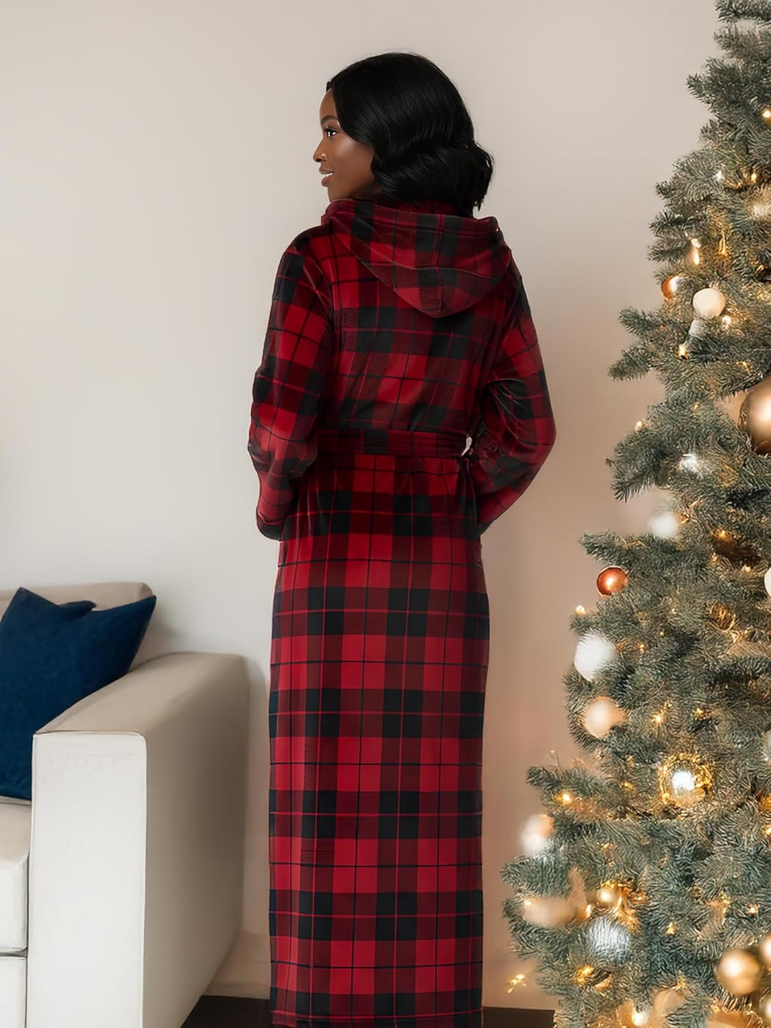 Alexander Del Rossa Womens Robe, Long Plush Bathrobe with Hood, Hooded Robes for Women Plus Size Bath Robe