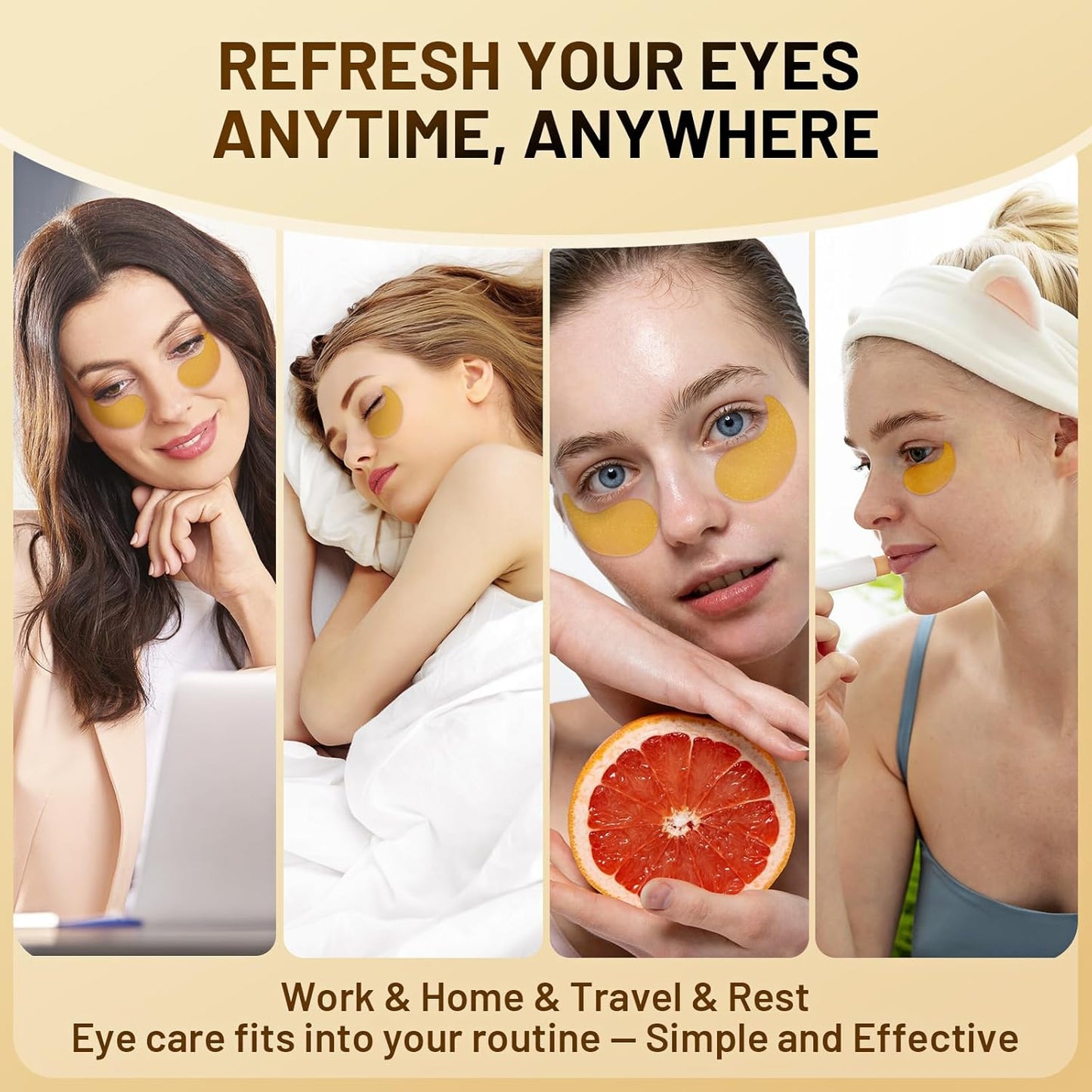 24K Gold Infused Hydrogel Eye Patches - 30 Pairs for Dark Circles, Wrinkles, Eye Bags & Puffy Eyes | Retinol & Collagen Complex, Hydrating Firming Treatment Alternative (Gold)