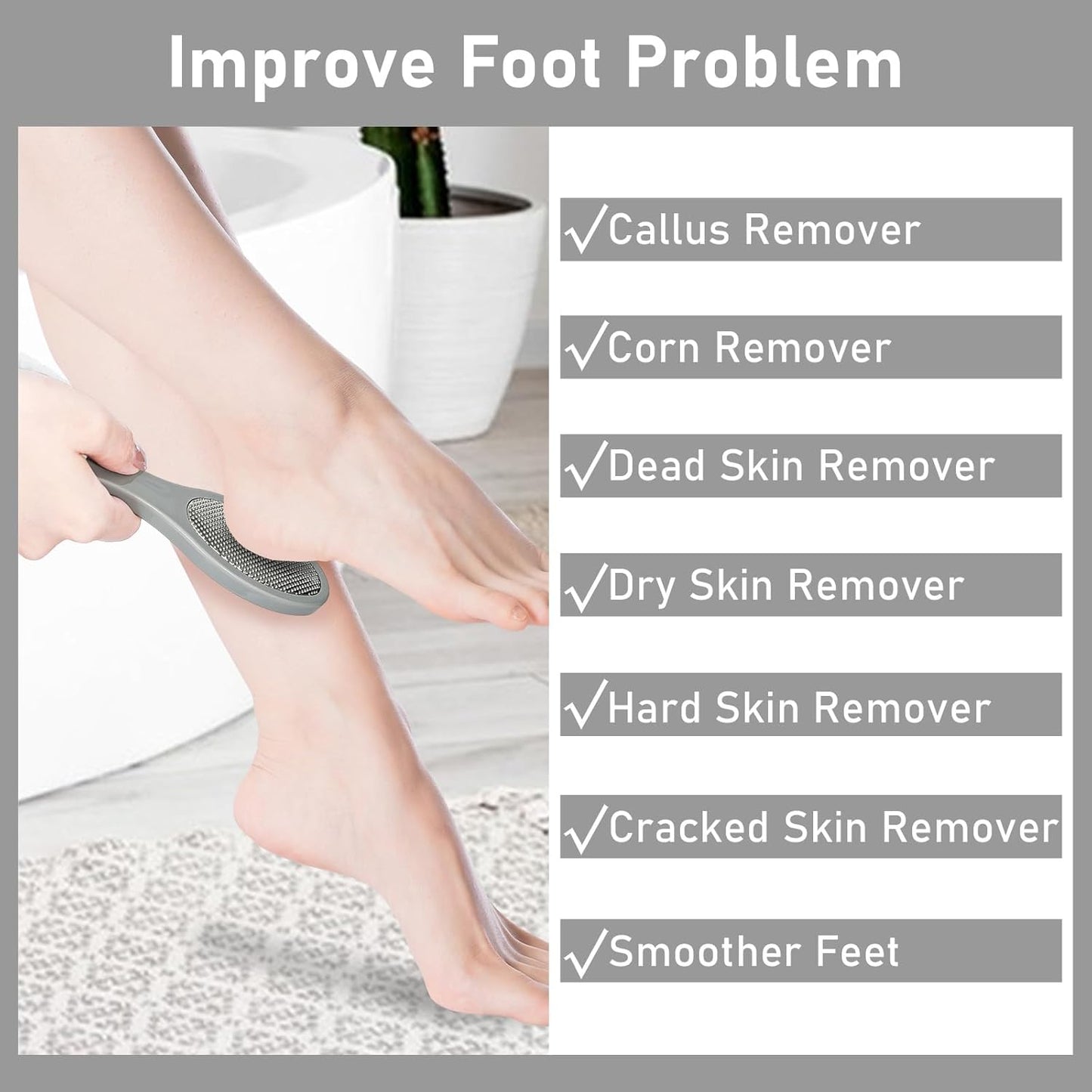 Pumice Stone Brush for Feet 4 in 1, Foot File Callus Remover, Foot Rasp and Sand Paper Pedicure Tools with Handle, Shower Foot Scrubber, Soft Smooth Feet for Home Foot Care,2 Pack