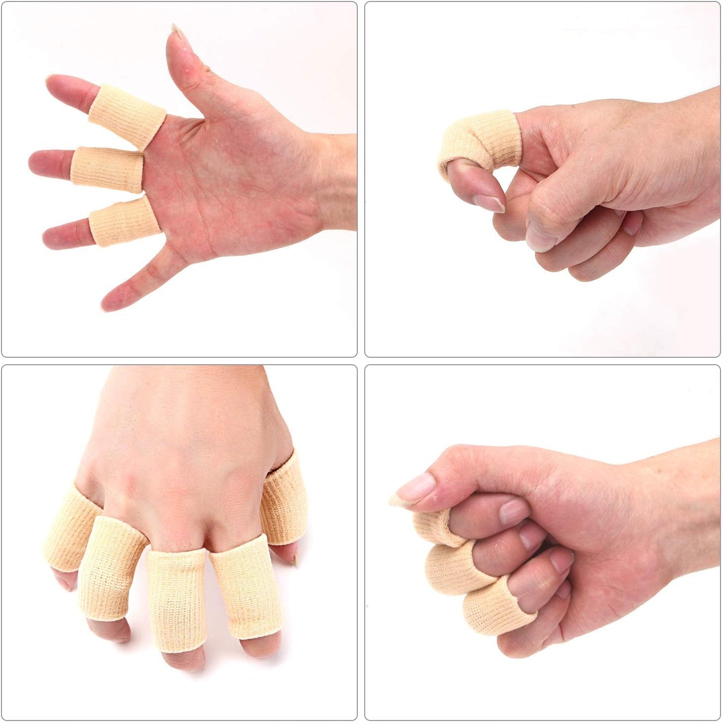 20 Pieces Finger Compression Sleeves Elastic Finger Protectors Thumb Splint Brace for Arthritis Pain Relief, Trigger Finger, Sport (Beige)