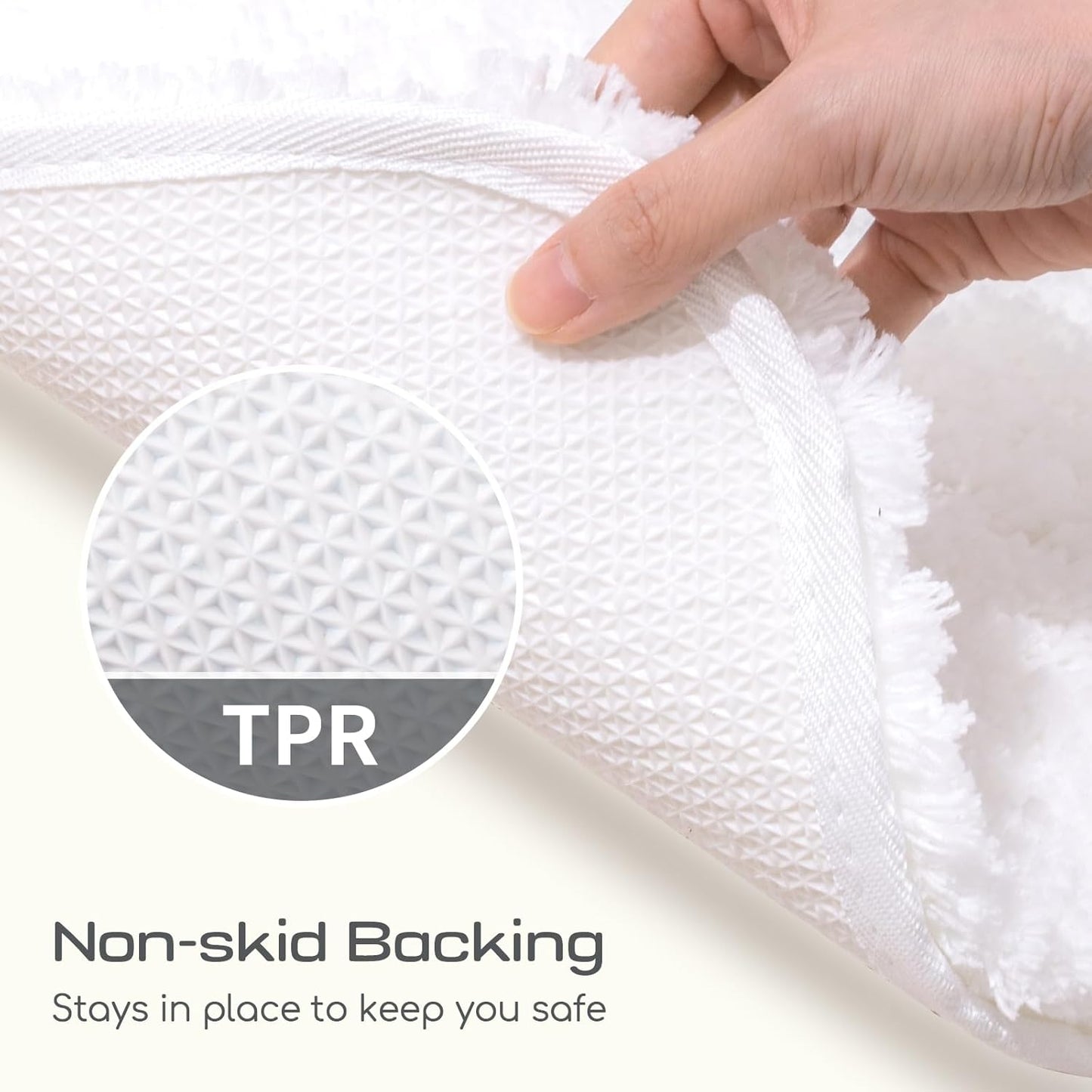 ROSMARUS Shaggy Non Slip Bath Mat 28" X48", Water Absorbent Extra Long Shower Mat, Soft Fluffy Plush Bathroom Rug Machine Washable, White