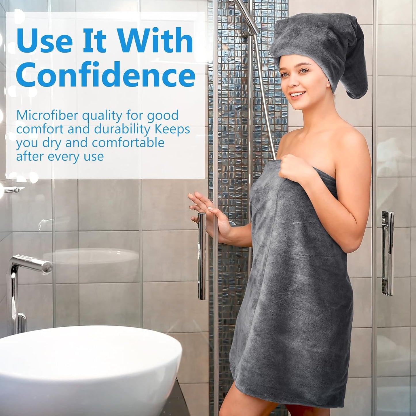 16 Pack Microfiber Bath Towels Bulk 27'' x 60'' Oversized Size Bath Towel Highly Absorbent Extra Large Soft Drying for Shower Beach Salon Winter Sport Spa Gym (Simple,Dark Gray)