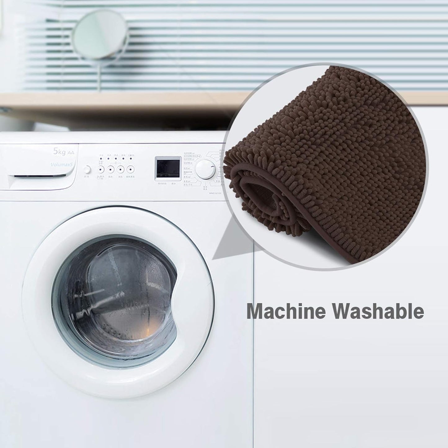 ITSOFT Plush Bathroom Rug 47x21, Absorbent Machine Washable Non Slip Chenille Bath Mats, Quick Dry Bathmat, Bath Rugs for Bath, Shower, Bedroom, or Door Mat, Chocolate Brown