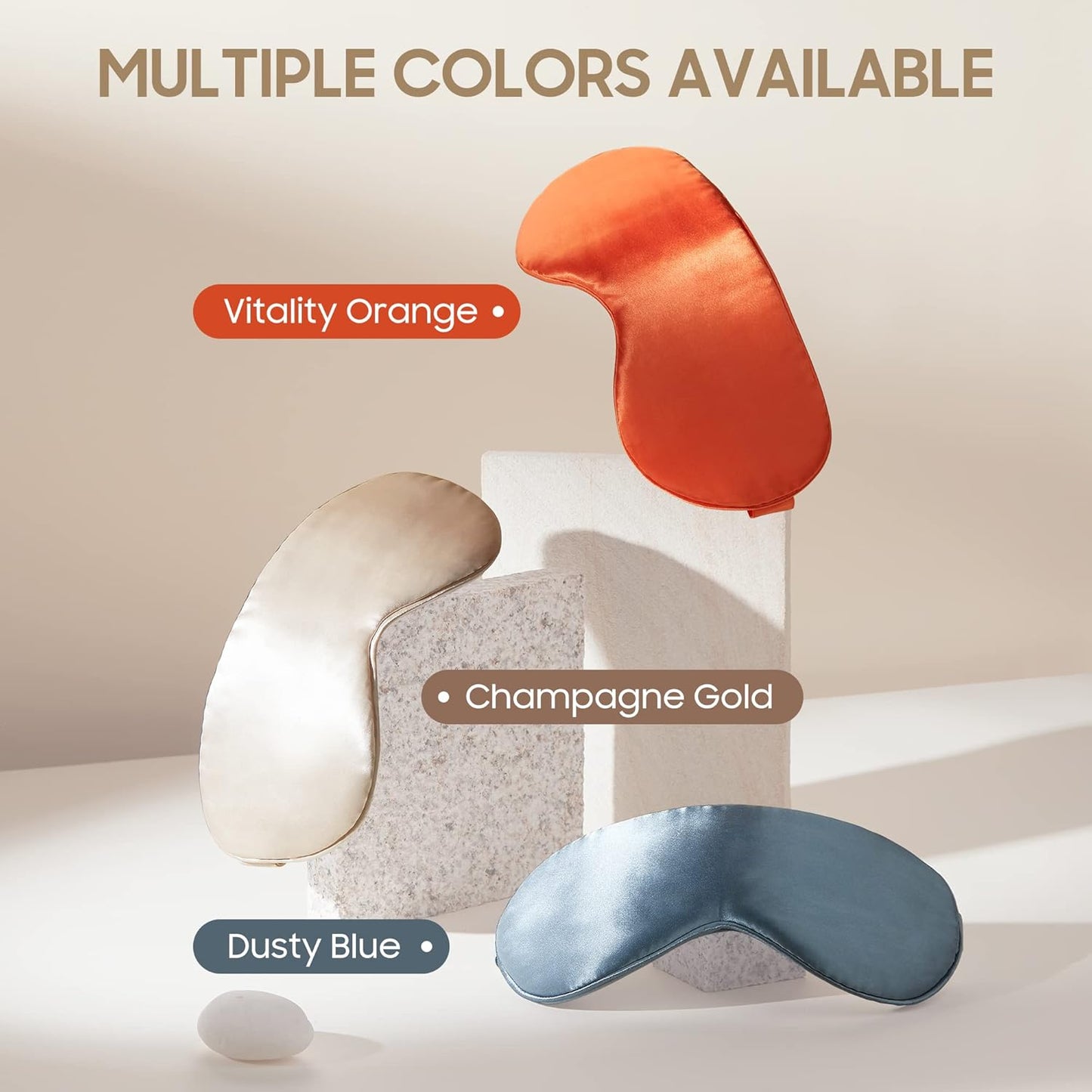 Sleep Mask 100% Mulberry Silk for Light Blocking, ZOESMIEN Eye Mask for Women Men Side Sleeper, Puffiness Dry Eyes Headache, Adjustable Strap, Christmas Gift Package, Champagne Gold