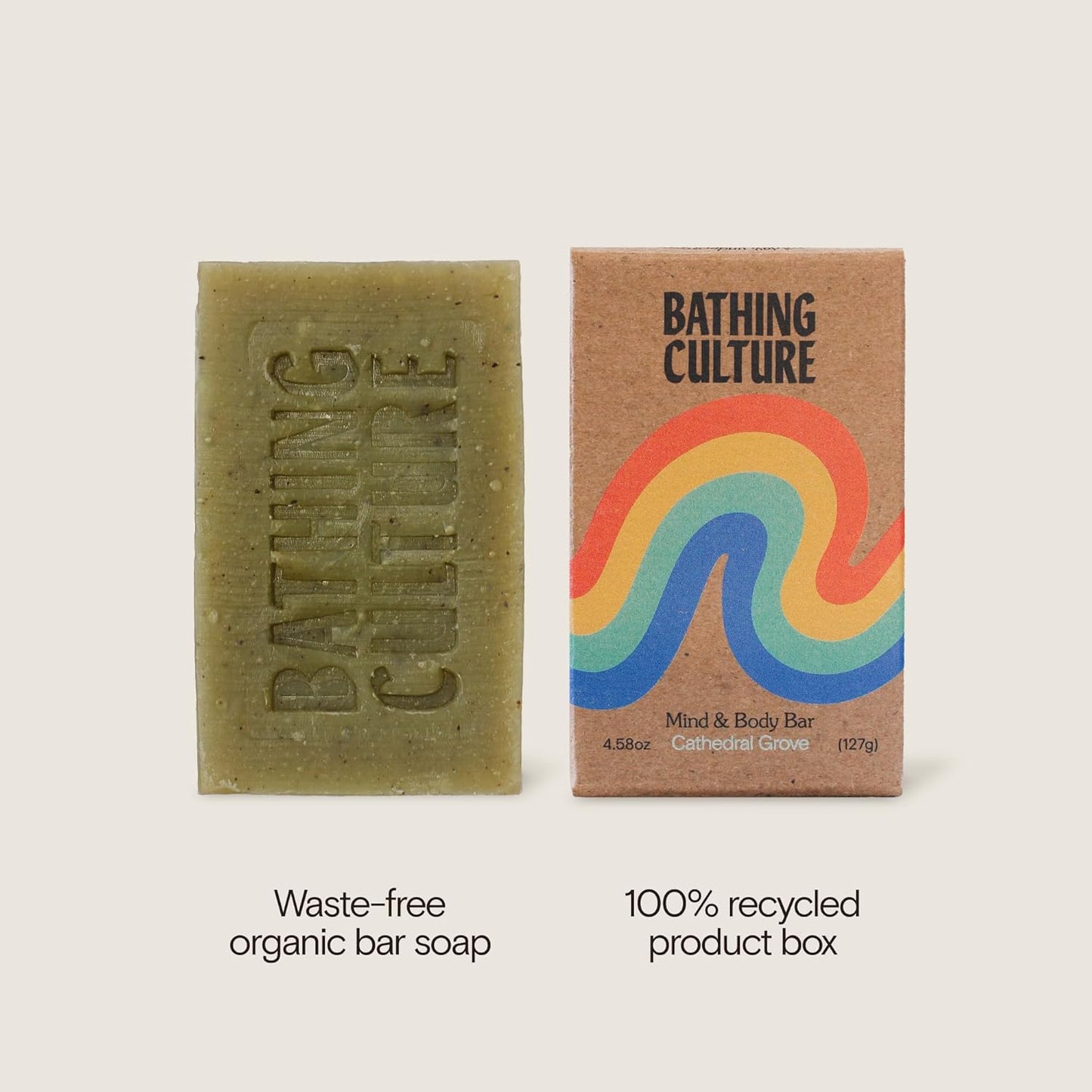 Bathing Culture, Natural Organic Soap Bar for Body, Exfoliating Bar Soap, Infused with Chlorella, Comfrey Root & Aloe, Natural, Biodegradable, Sustainable, Vegan Personal Care, 4.58 oz, 127 g
