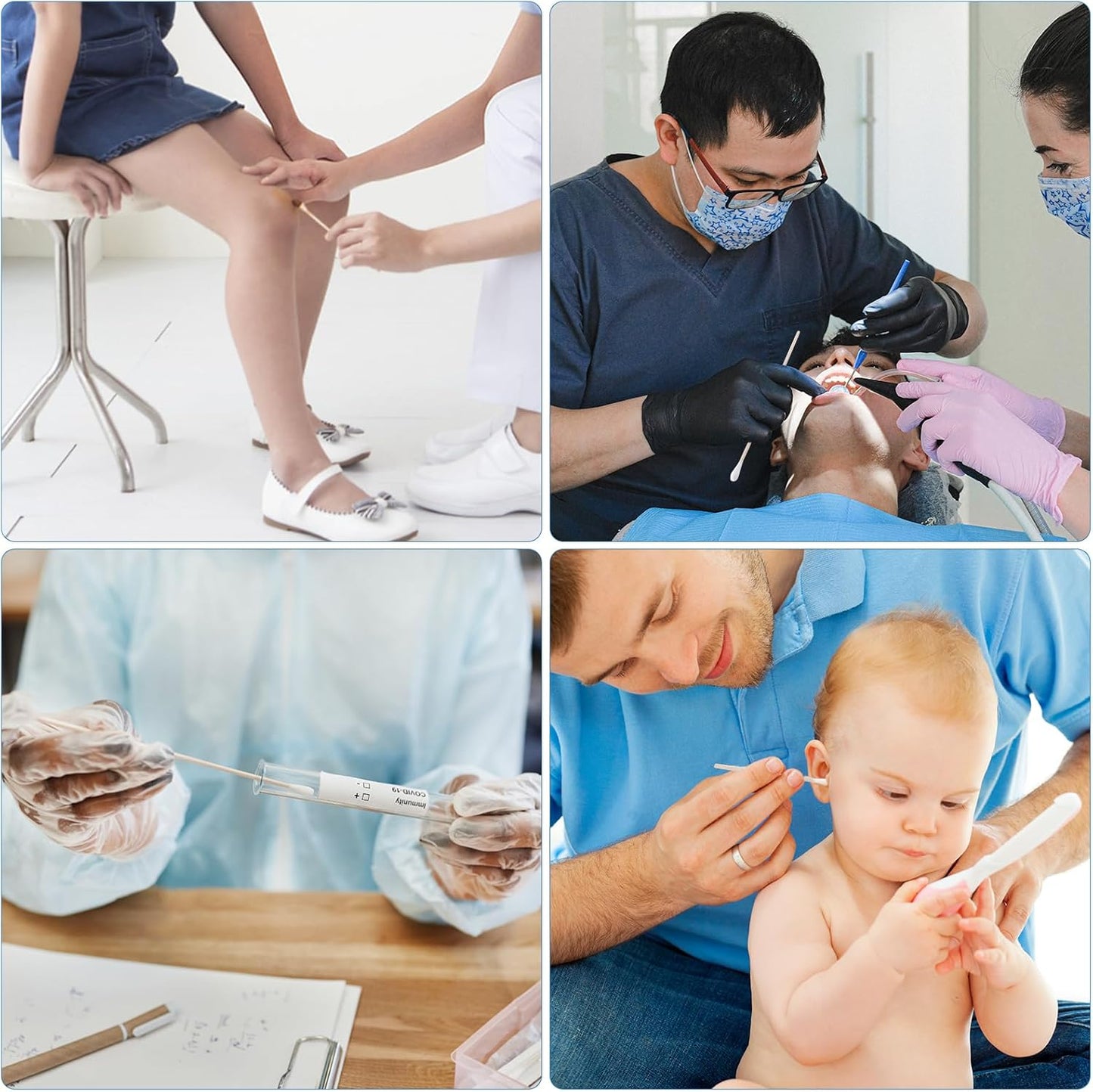 JMU 6 Inch Sterile Cotton Tipped Applicators, 2000 Count Long Cotton Swabs, Wood Shaft Medical Swabs, 10 Boxes