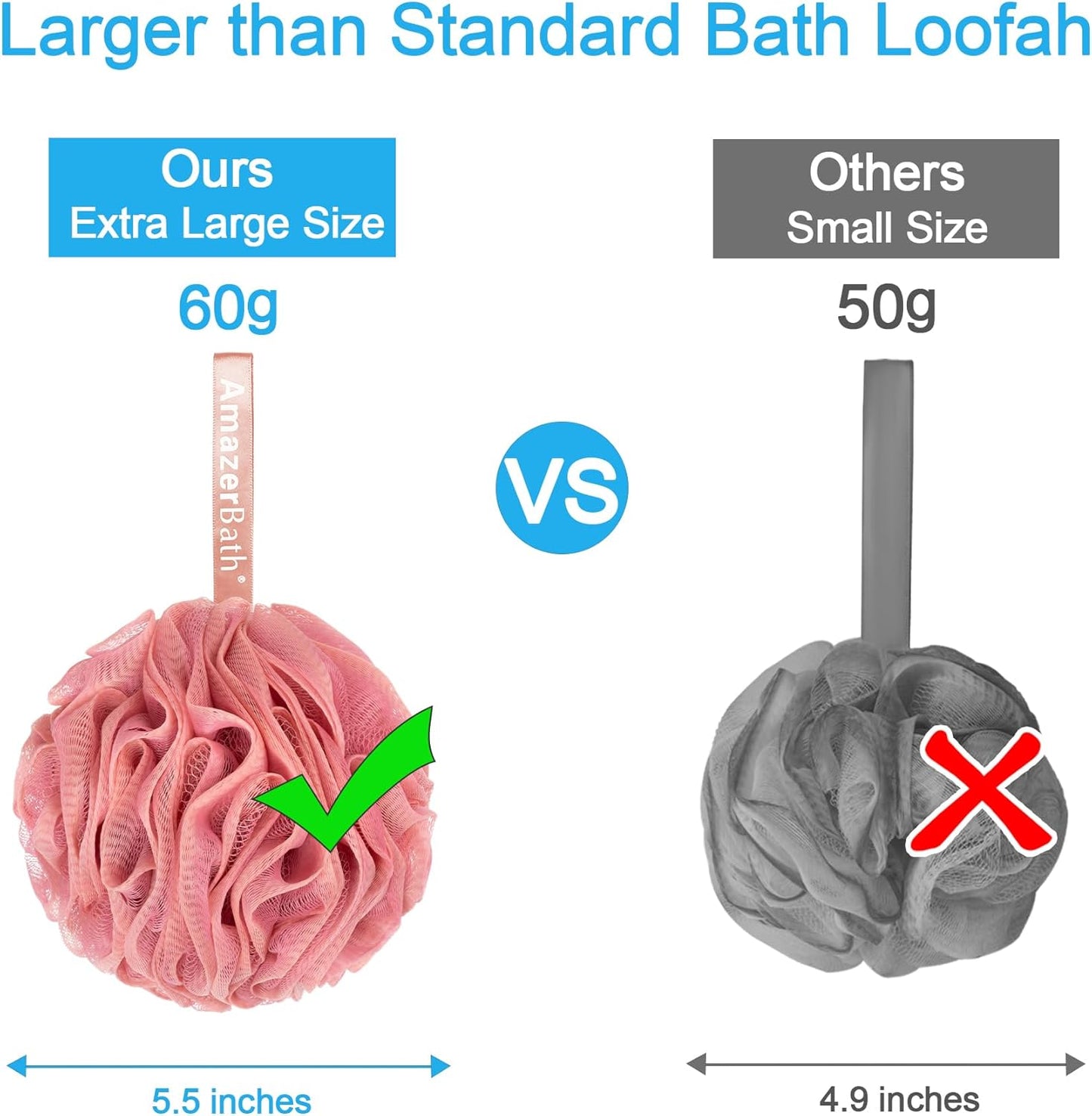 AmazerBath Loofah Sponge 60g/Piece, Exfoliating Bath Sponge Body Scrubber - Loofa Set of 4 - SunsetBerry Colors, Medium