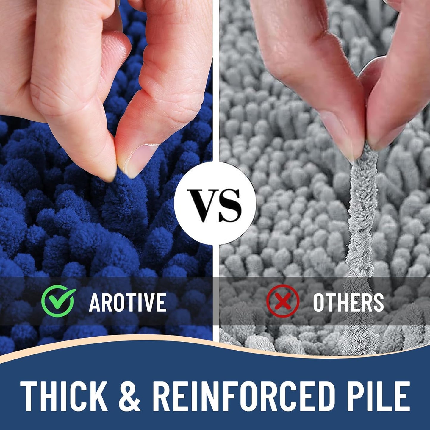 Arotive Luxury Chenille Bathroom Rug Mat, Extra Soft Thick Absorbent Shaggy Bath Rugs, Non-Slip Machine Wash Dry, Plush Bath Mats for Bathroom, Shower and Tub, 30x17, Royal Blue