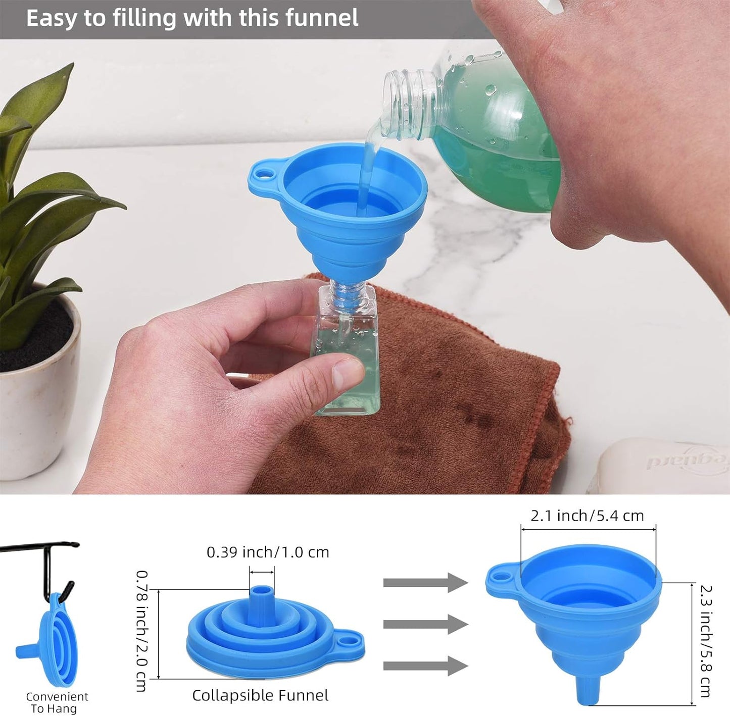 Hand Sanitizer Holder Keychian,5 Pack Empty Travel Size Bottle and Hand Sanitizer Keychain Set Include 5pcs Flip Cap Reusable Bottles,5pcs Refillable Bottles Keychain Holders for Backpack and Kids