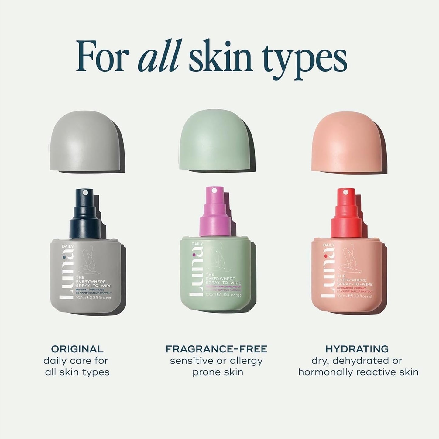 Luna Daily Body Cleansing Spray | Hydrating Feminine & Body Mist with Soft Cotton Scent | pH-Balanced, Gentle & Moisturizing | For Intimate Care, Underarms & Travel Freshness, 100ml