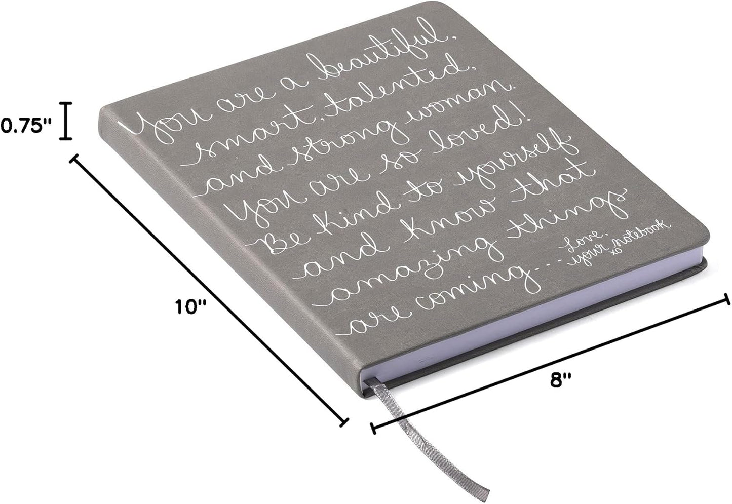 WORLD TRAVELER Eccolo Dayna Lee Collection Grey “Love, Your Notebook” 8x10 Inspiring Hardcover Journal/Notebook, 256 Acid-Free Lined Pages