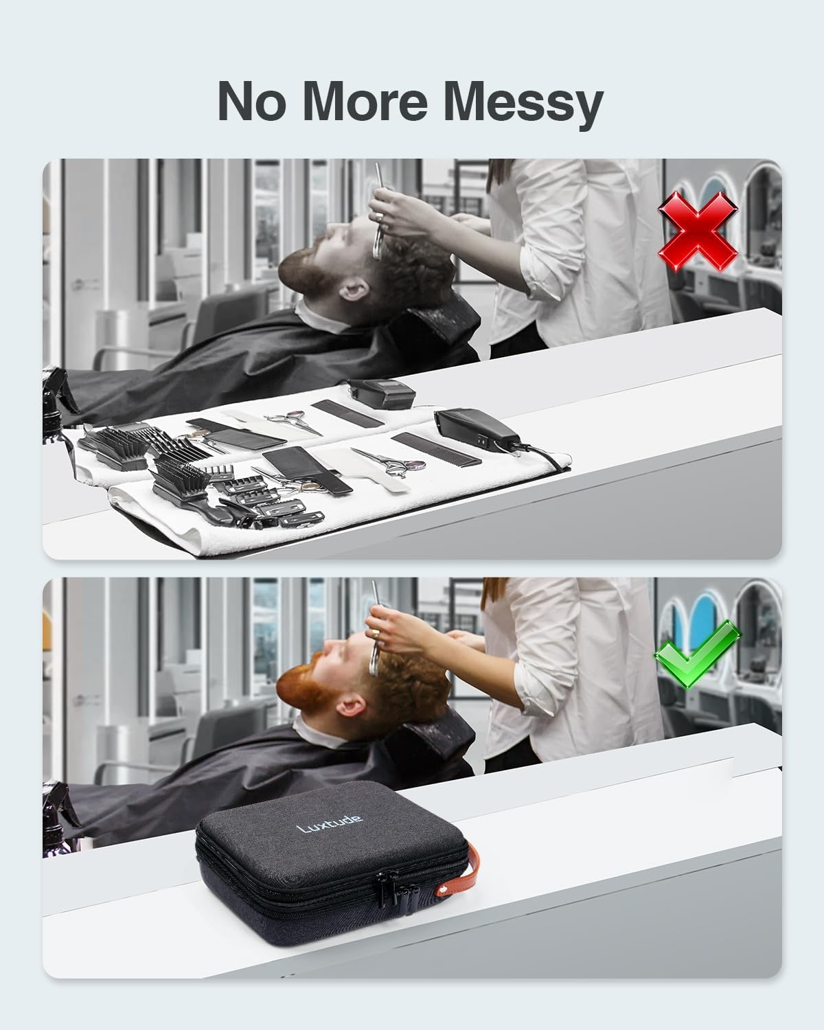 Luxtude Hair Clipper Case Travel, Portable Barber Cases, Hard Barbers Bags for Clippers and Supplies, Sturdy Trimmer Bag, Barbers Accessories for Wahl 5Star/Hatteker/Oneisal/Andis Grooming (Case Only)