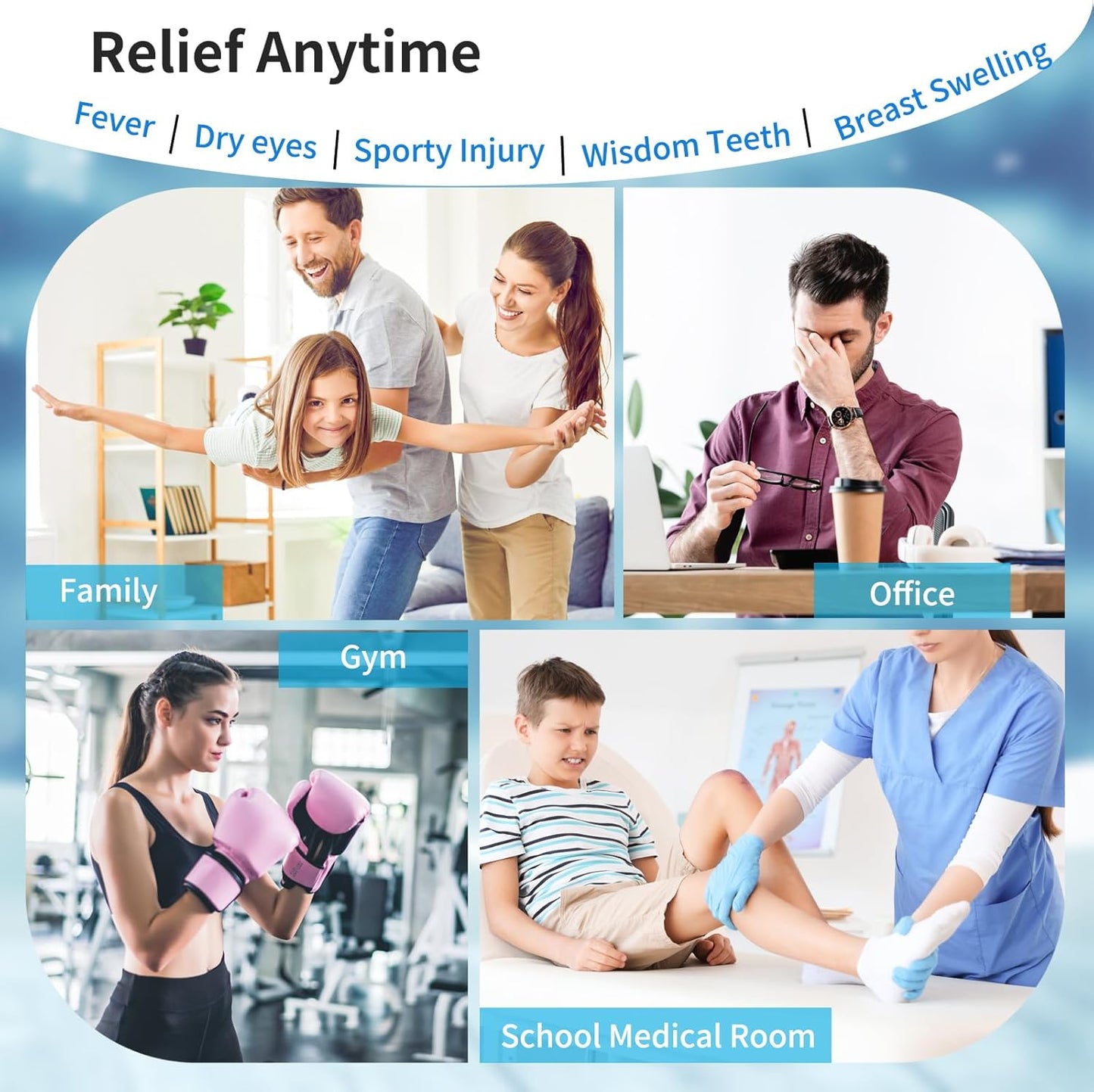 50 Pack Small Ice Packs for Injuries Reusable,Hot & Cold Gel Ice Pack for Face,Eyes,Teeth,Allergies,Surgery Recovery,Muscle Pain Relief,Hand-Free Cold Compress for Boo Boos,Students(50 Blue)