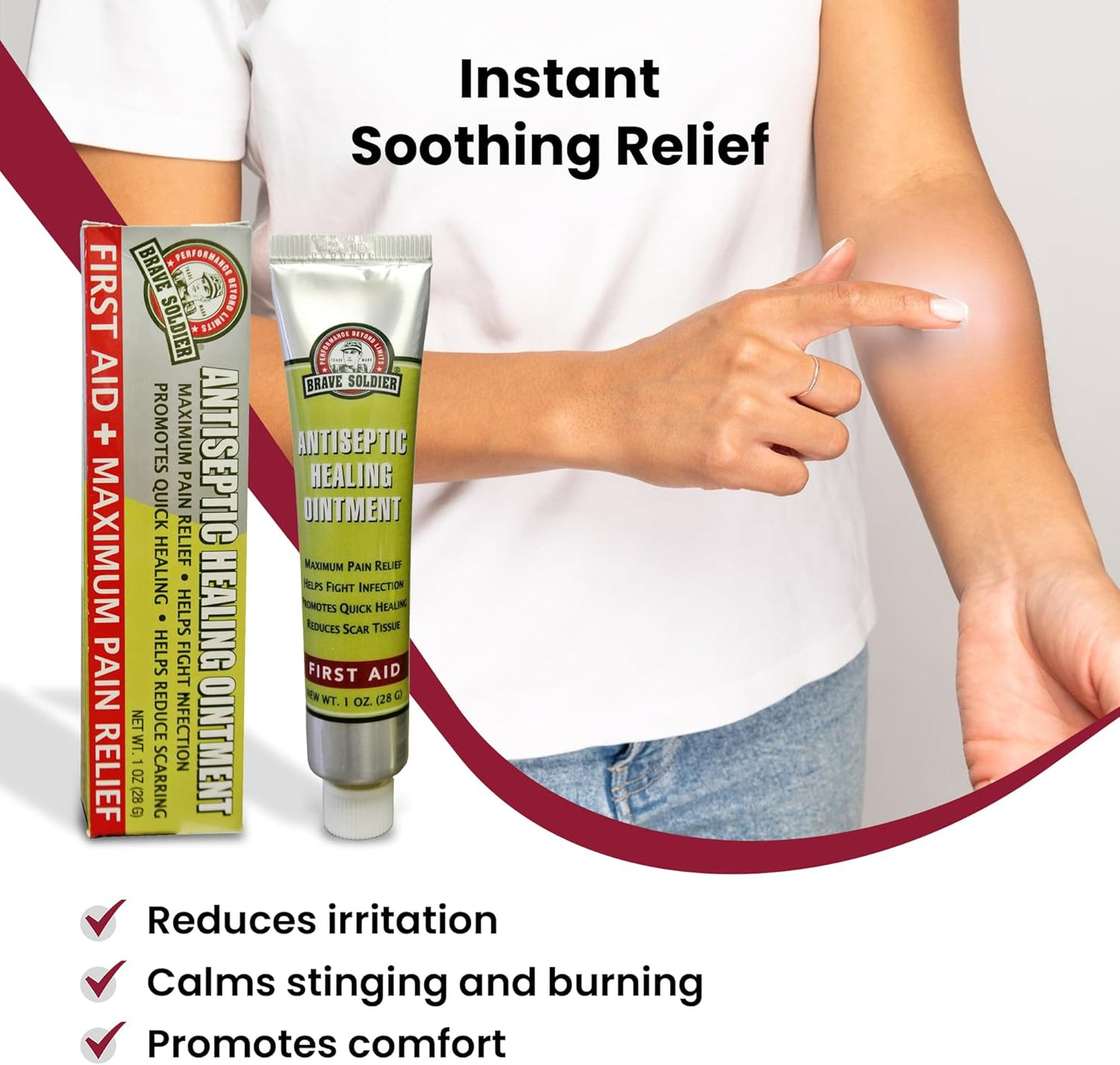 Brave Soldier Antiseptic Healing Ointment - Best Wound Care & Skin Repair Cream with Tea Tree Oil - First Aid Supplies for Burns, Wounds & More, 1 Ounce