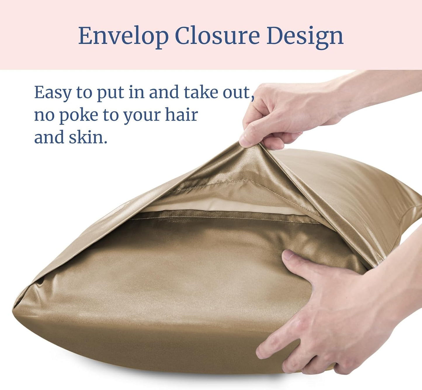 BEDELITE Satin Pillowcase for Hair and Skin, Super Soft Similar to Silk Pillow Cases 4 Pack with Envelope Closure, Cooling Pillowcases for Women Men (20"x40" King Size, Tawny Brown)