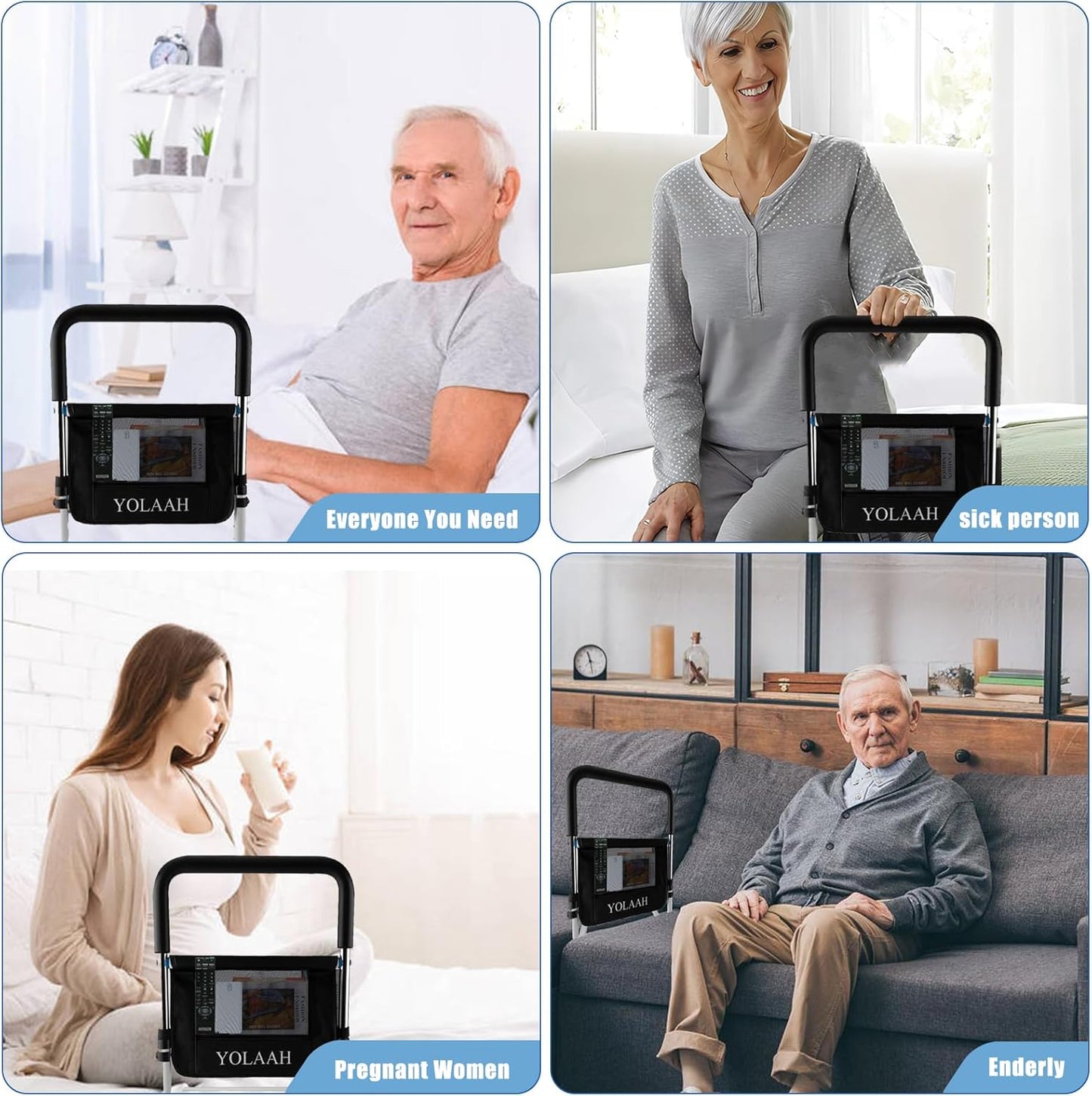 Bed Rail for Elderly Adults Safety - Bed Side Rail Height Adjustable, Bed Guard, Handle Rail for Seniors Prevent Fall