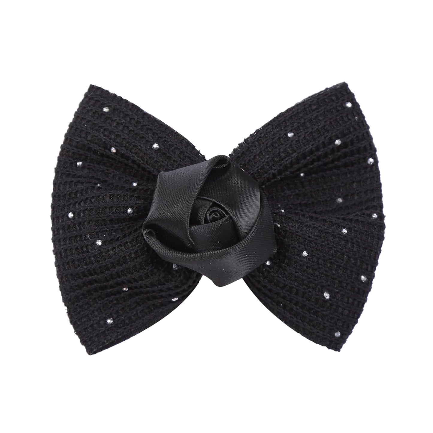 Elegant Hair Bow Set Sweet Styles with Crystal and Pearl Accents Fashion Hair Clips for Girls (Silver/Burgundy/Black)