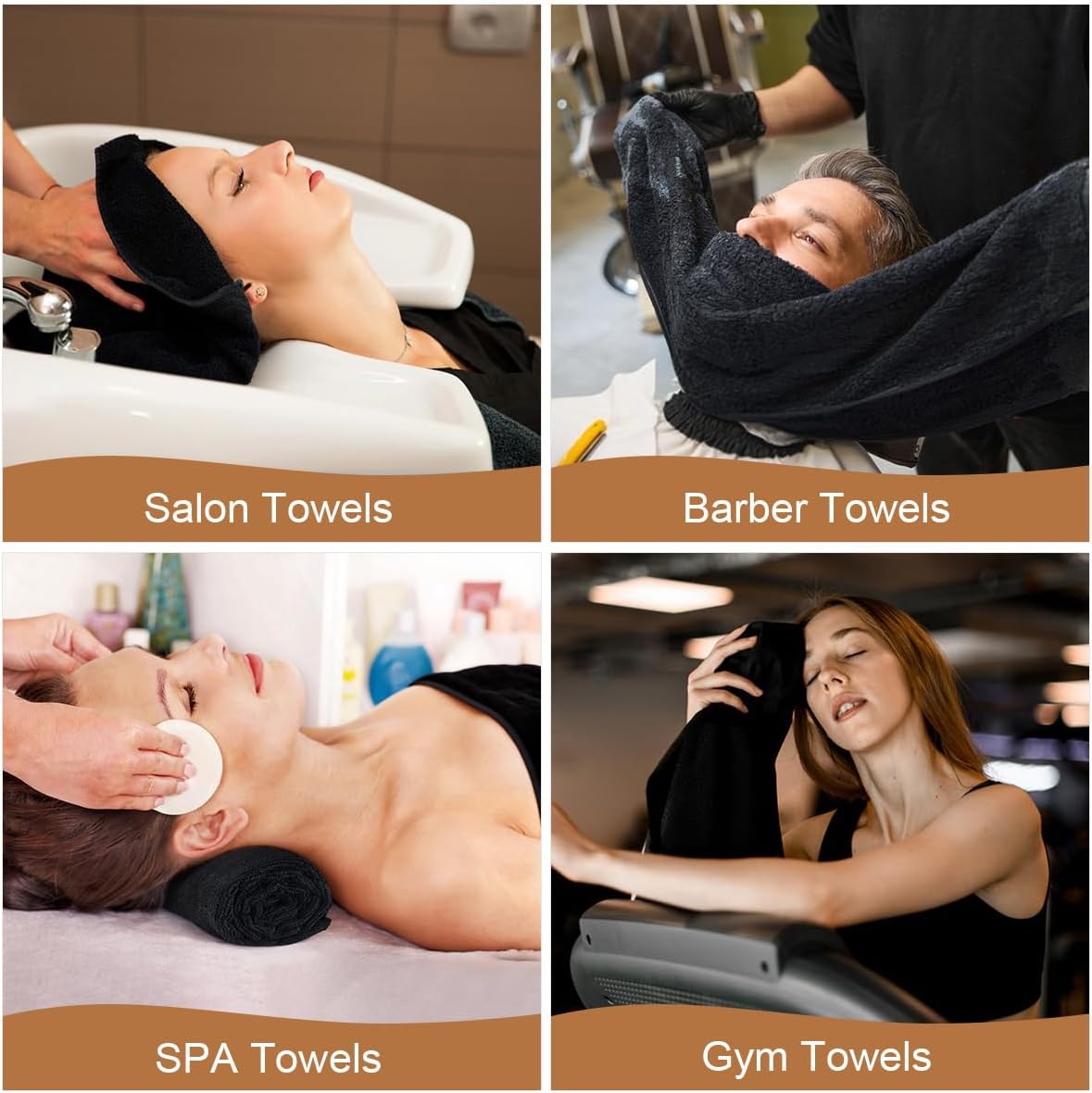 Orighty Salon Towels 48 Pack, Microfiber Hair Salon Towel 16 x 29 Inch, Super Soft and Absorbent Black Towels for Salon, Hand, Gym, Bath, Spa and Home Hair Care, Not Bleach Proof