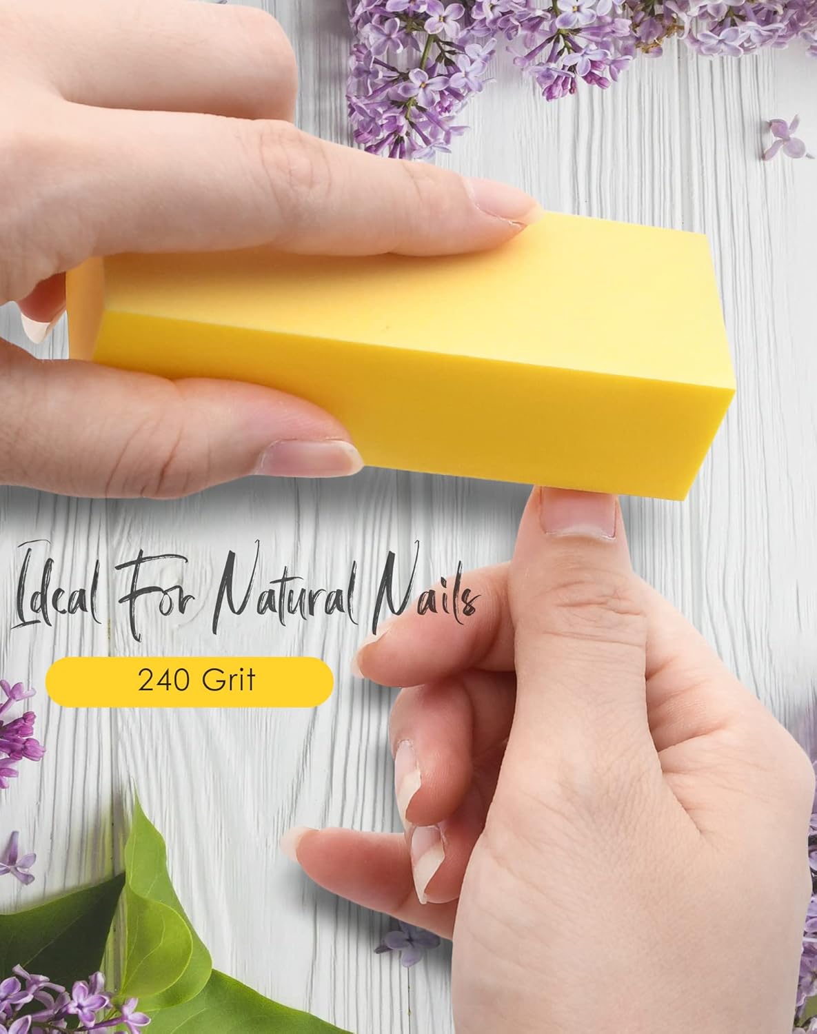 Maryton Nail Buffer Fine Grit Finishing Block, 240 Grit Professional Yellow Buffing Blocks for Natural Nails - Buff Nails Before Gel Polish, 5 Count