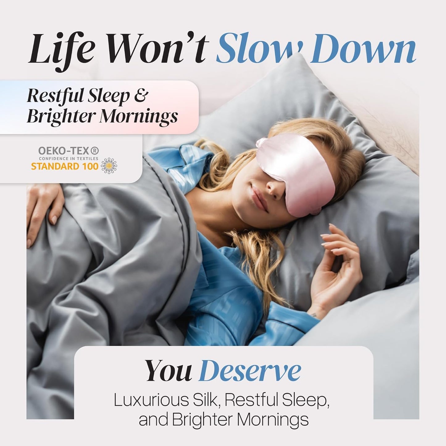 Adjustable Silk Sleep Mask Eye Covers | 100% Pure 6A Mulberry Silk | Blackout & Hypoallergenic | Concealed Strap for Women & Men | for Sleeping & Travel (Pink)