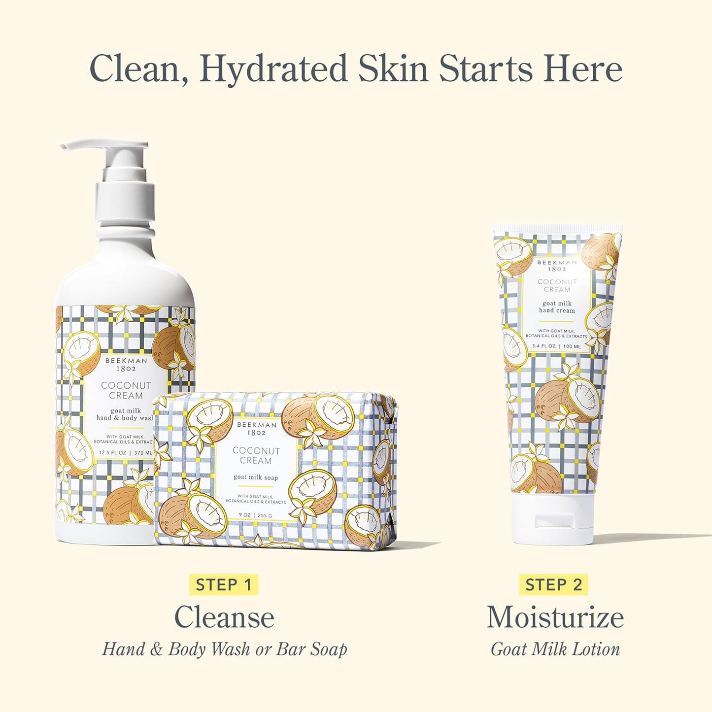 Beekman 1802 Coconut Cream Hand Cream - Scented - 3.4 fl oz - Nourishes, Hydrates & Repairs - With Shea Butter & Glycerin - Non-Greasy - Microbiome Friendly - No Irritation - Good for Sensitive Skin