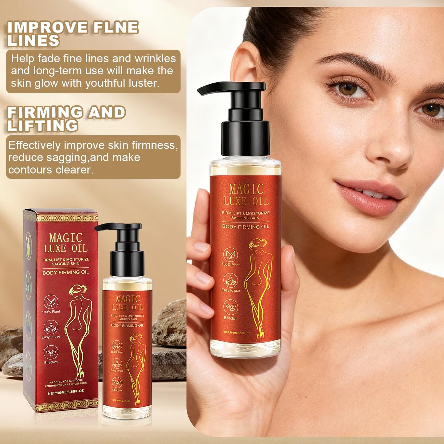 Magic luxury body oil Magic Body Firming Oil – 3.38 FL OZ Hydrating & Tightening Oil for Women | Fast-Absorbing, Non-Greasy, Natural Ingredients | After-Shower Skin Care & Spa Gift